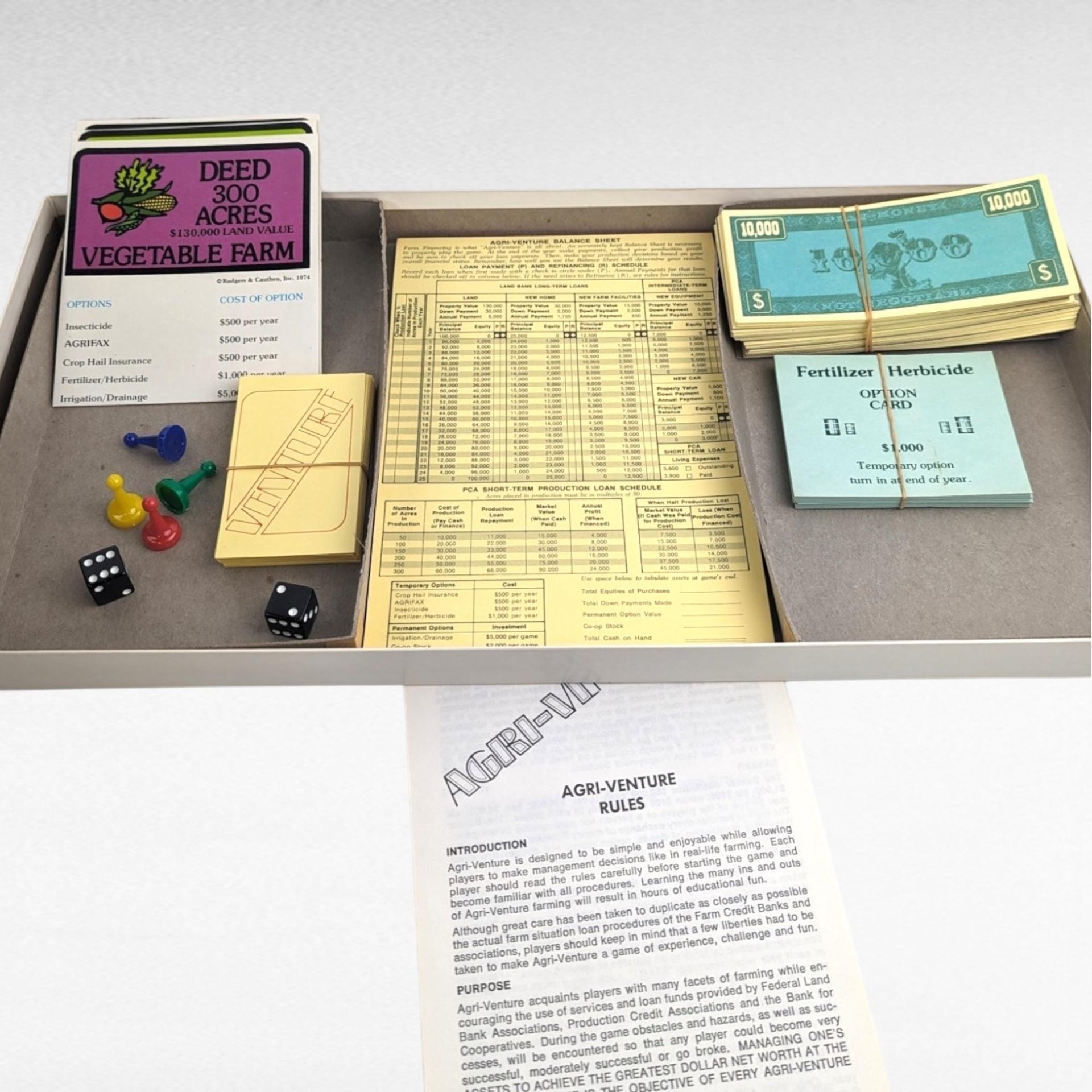 Vintage 1974 Agri-Venture Board Game | Complete with Instructions | Farming and Economics Game | Educational Game