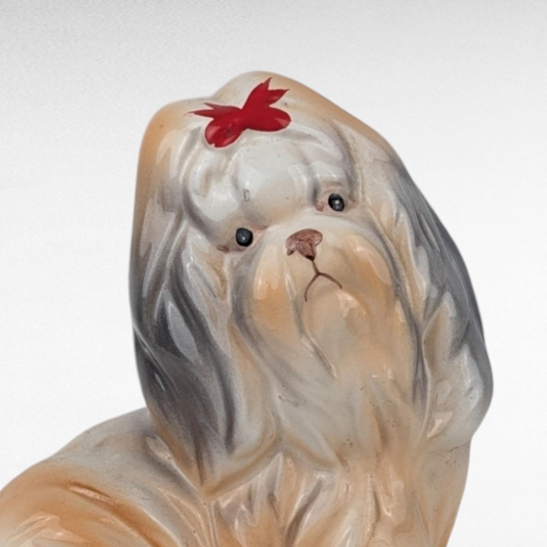 Vintage Ceramic Dog Bank, Shih Tzu Figurine, Doggy Coin Bank, Ceramic Dog, Collectible Dog Figurine, Gift for Dog Lovers