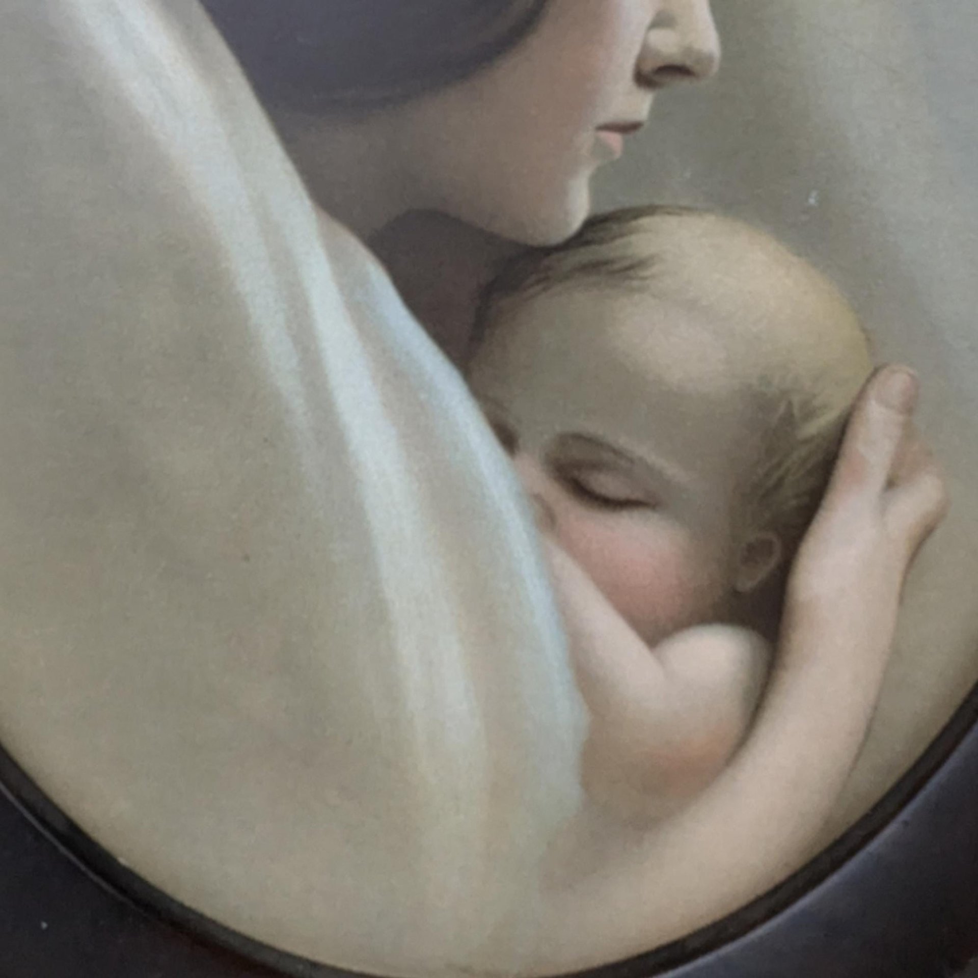 1911 Madonna and Child Print, Antique Religious Print, Tin Framed Print, Vintage Wall Decor, Catholic Art, Mother and Child Art