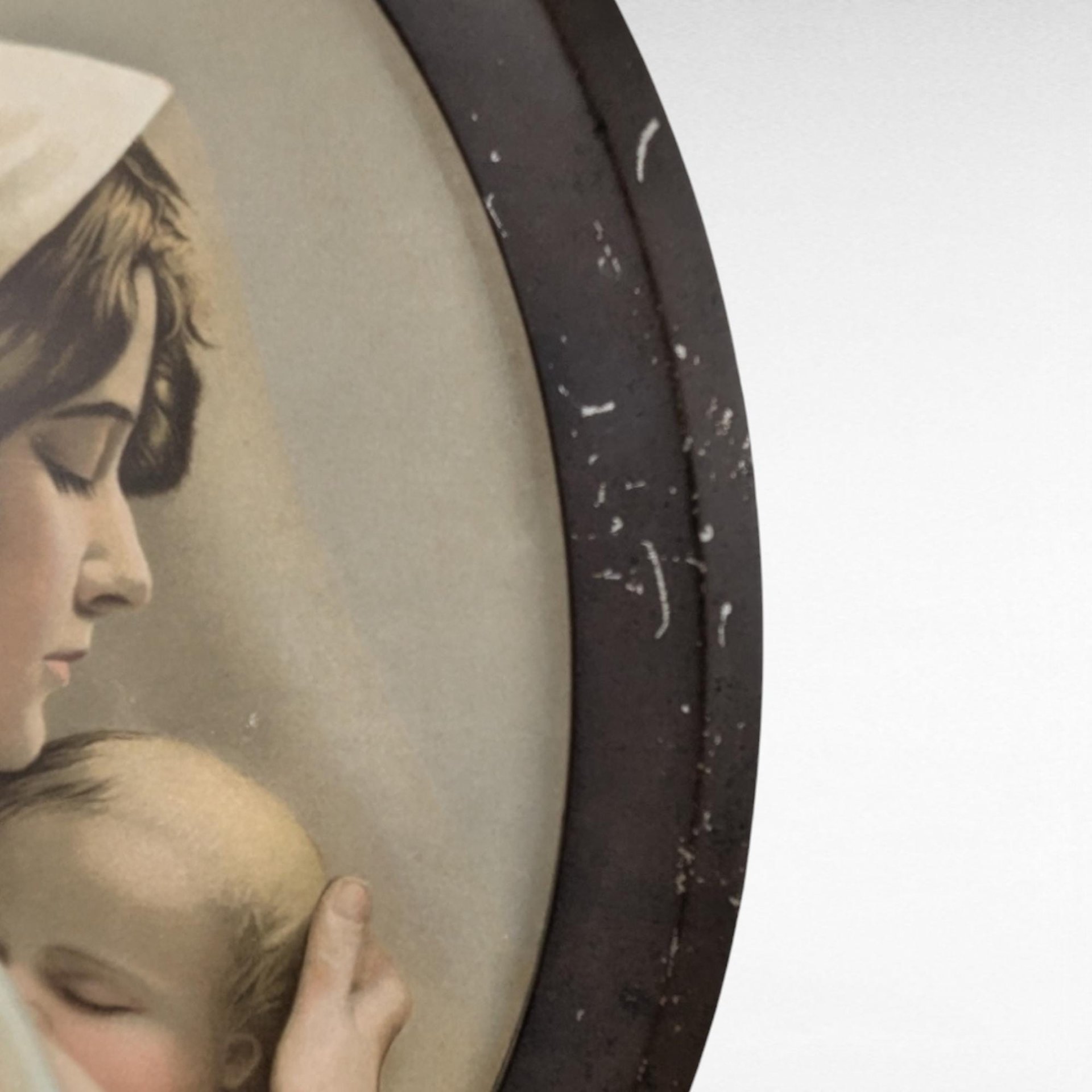 1911 Madonna and Child Print, Antique Religious Print, Tin Framed Print, Vintage Wall Decor, Catholic Art, Mother and Child Art