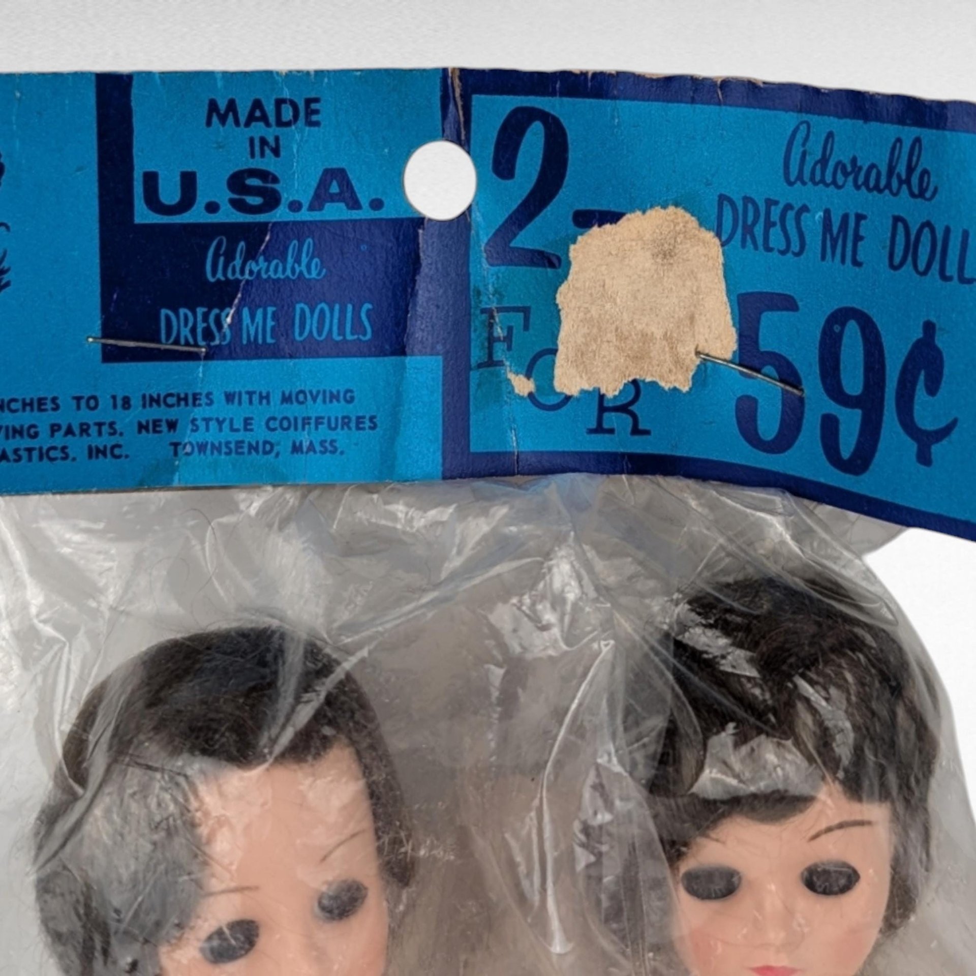 Vintage Adorable Dress Me Dolls, 8" Plastic Dolls, Movable Eyes & Parts, New in Package, Craft Supplies, DIY Doll Making
