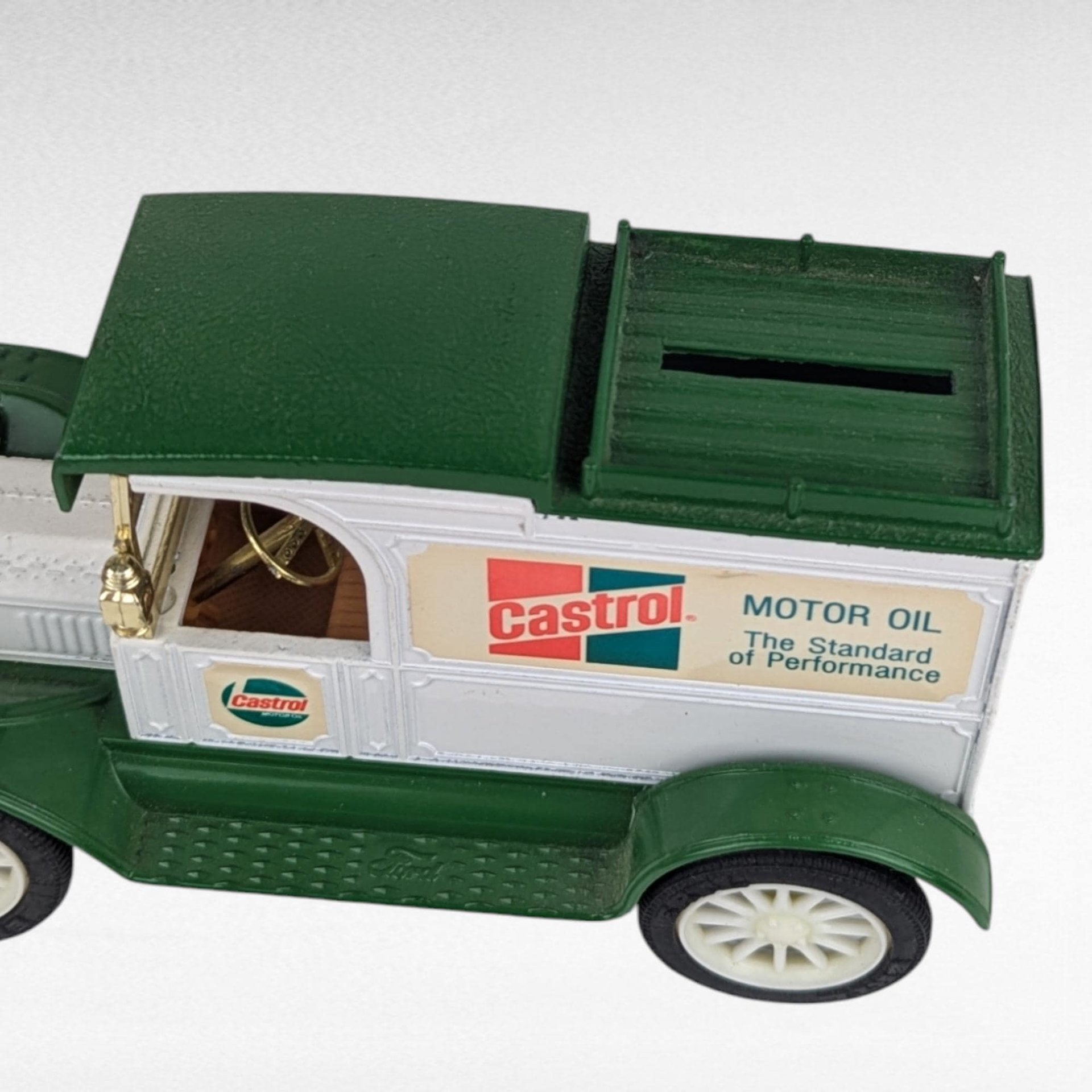 Vintage Oil Company Diecast Banks - Castrol & Polarine Model T Trucks - With Box