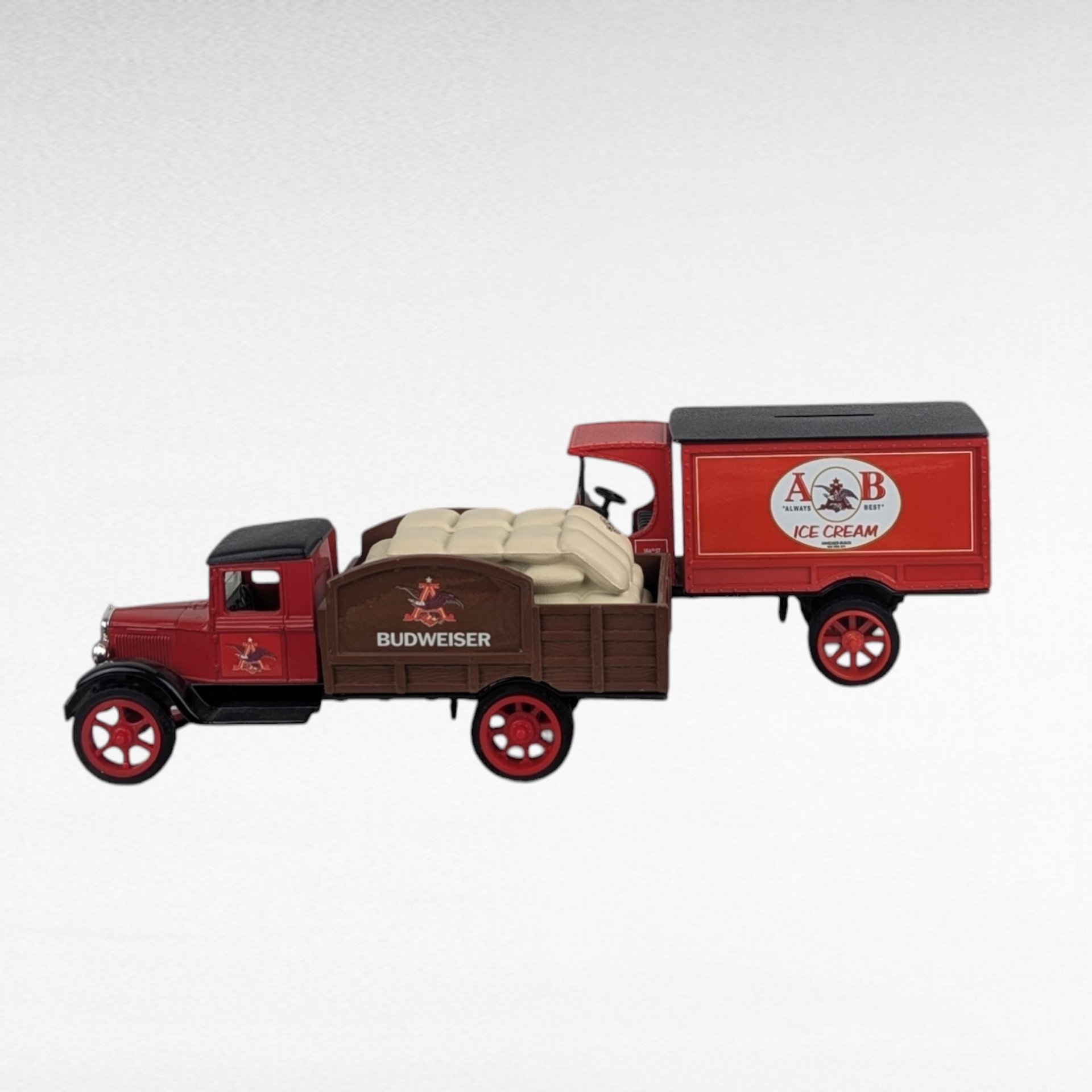 Vintage Anheuser-Busch Diecast Banks - ERTL Kenworth & Hawkeye Trucks - With Boxes