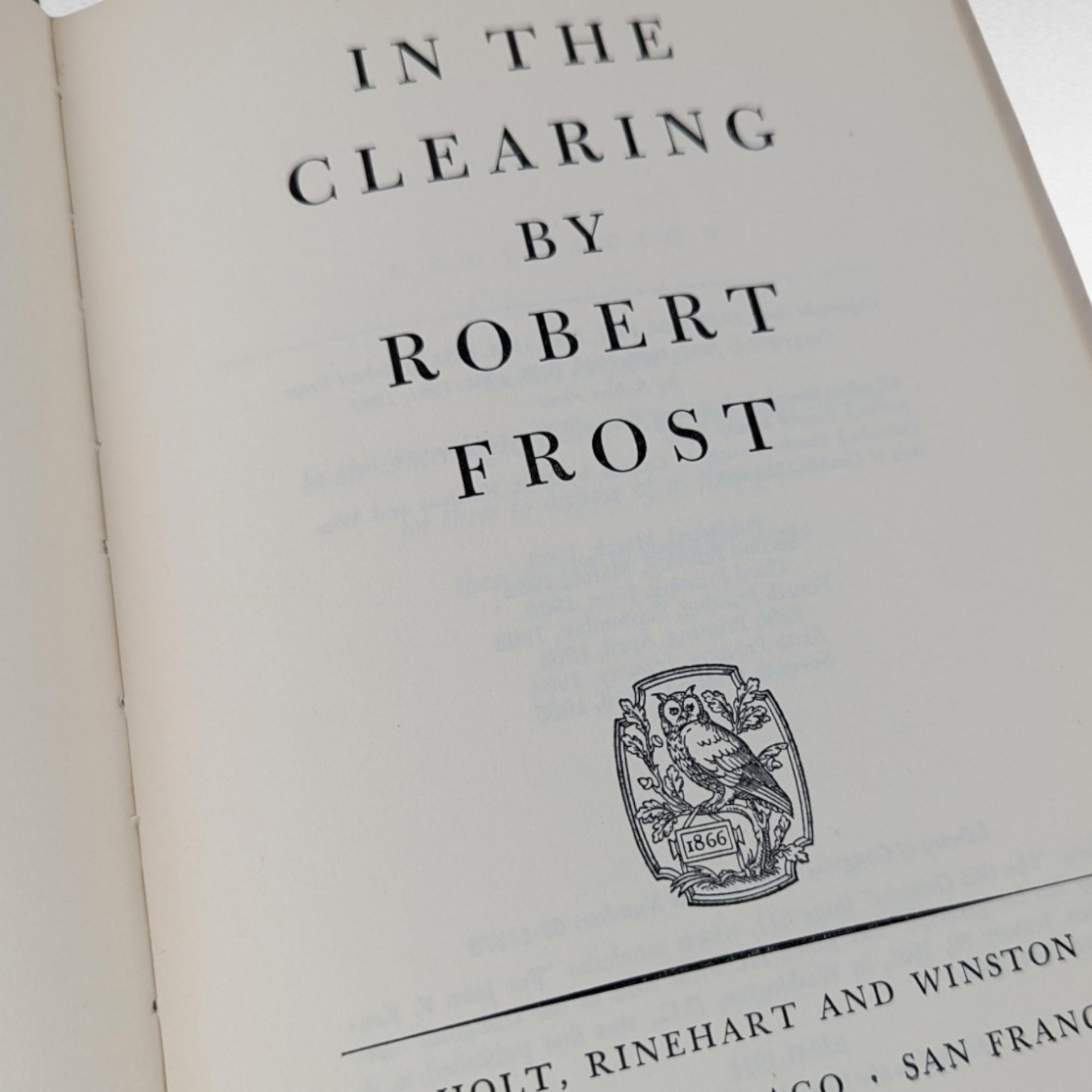 1962 Robert Frost In the Clearing Hardcover Book, First Edition Poetry Collectible Gift for Book Lovers