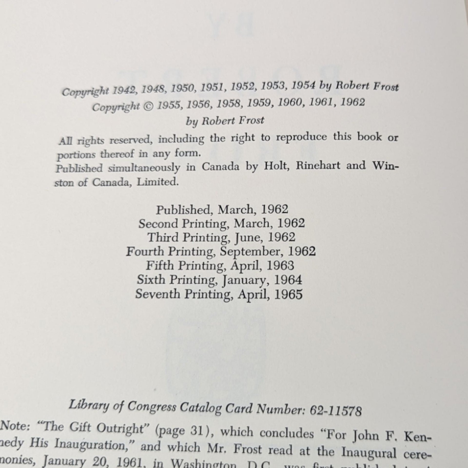 1962 Robert Frost In the Clearing Hardcover Book, First Edition Poetry Collectible Gift for Book Lovers