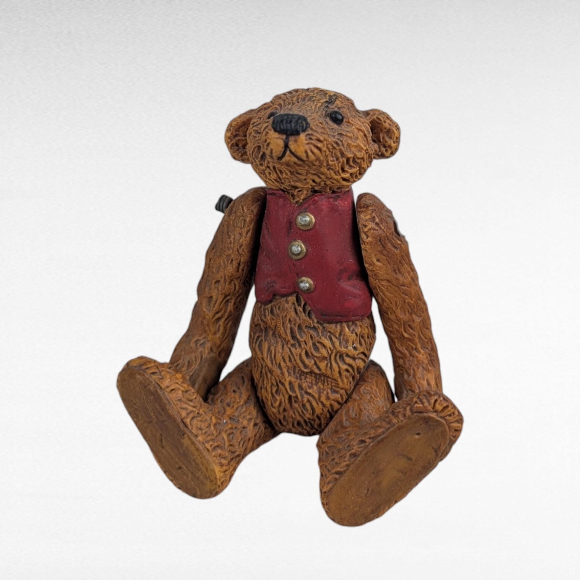 Vintage Teddy Bear Decor, Metal Bank, Resin Figurine, Bear Candle, Nursery Decor, Children's Room, Collectible