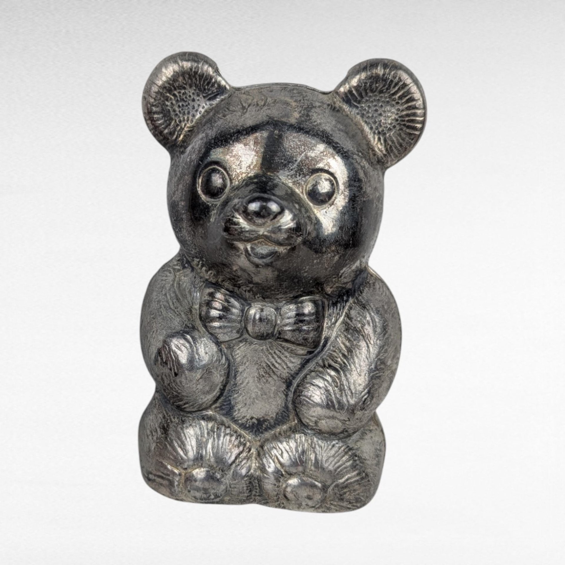 Vintage Teddy Bear Decor, Metal Bank, Resin Figurine, Bear Candle, Nursery Decor, Children's Room, Collectible