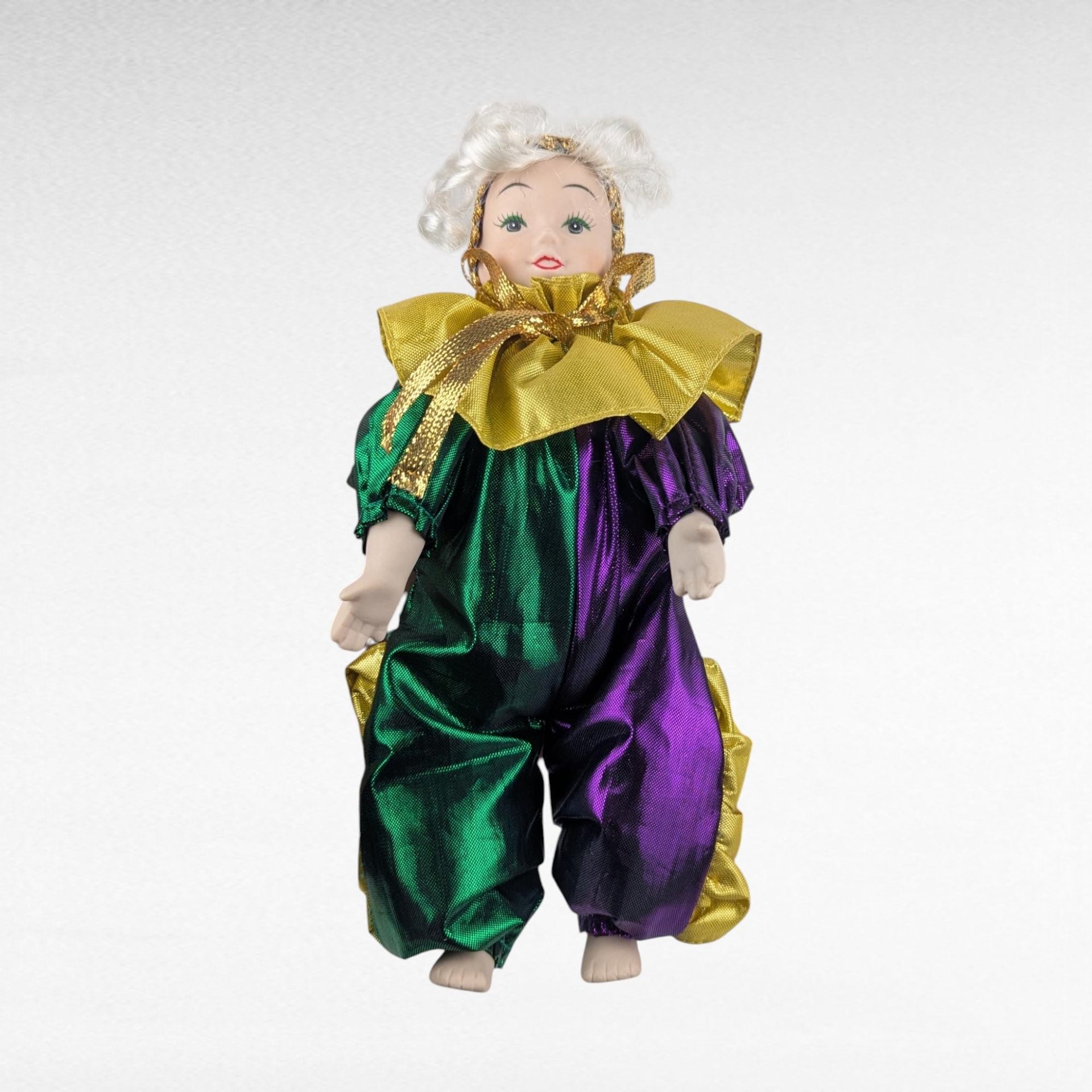 Vintage Porcelain Clown Dolls, Set of 3, Small Harlequin Dolls, Pierrot Clown, Sad Clown, Collectible Dolls, Circus Decor