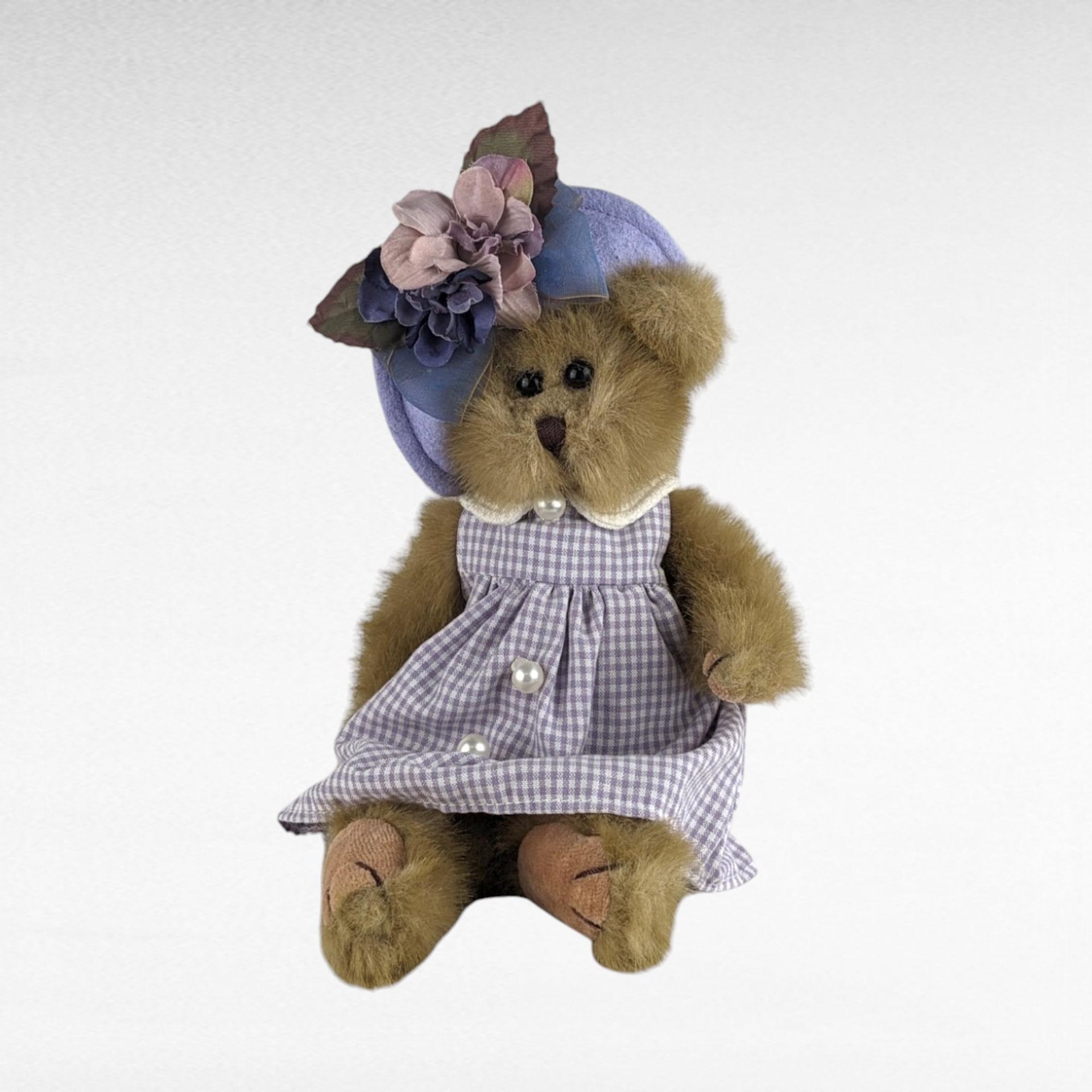 Bearington Collection Abby Bear, Lavender Dress, Plush Teddy Bear, 11" Bear, Collectible Bear, Gift for Girl, Nursery Decor