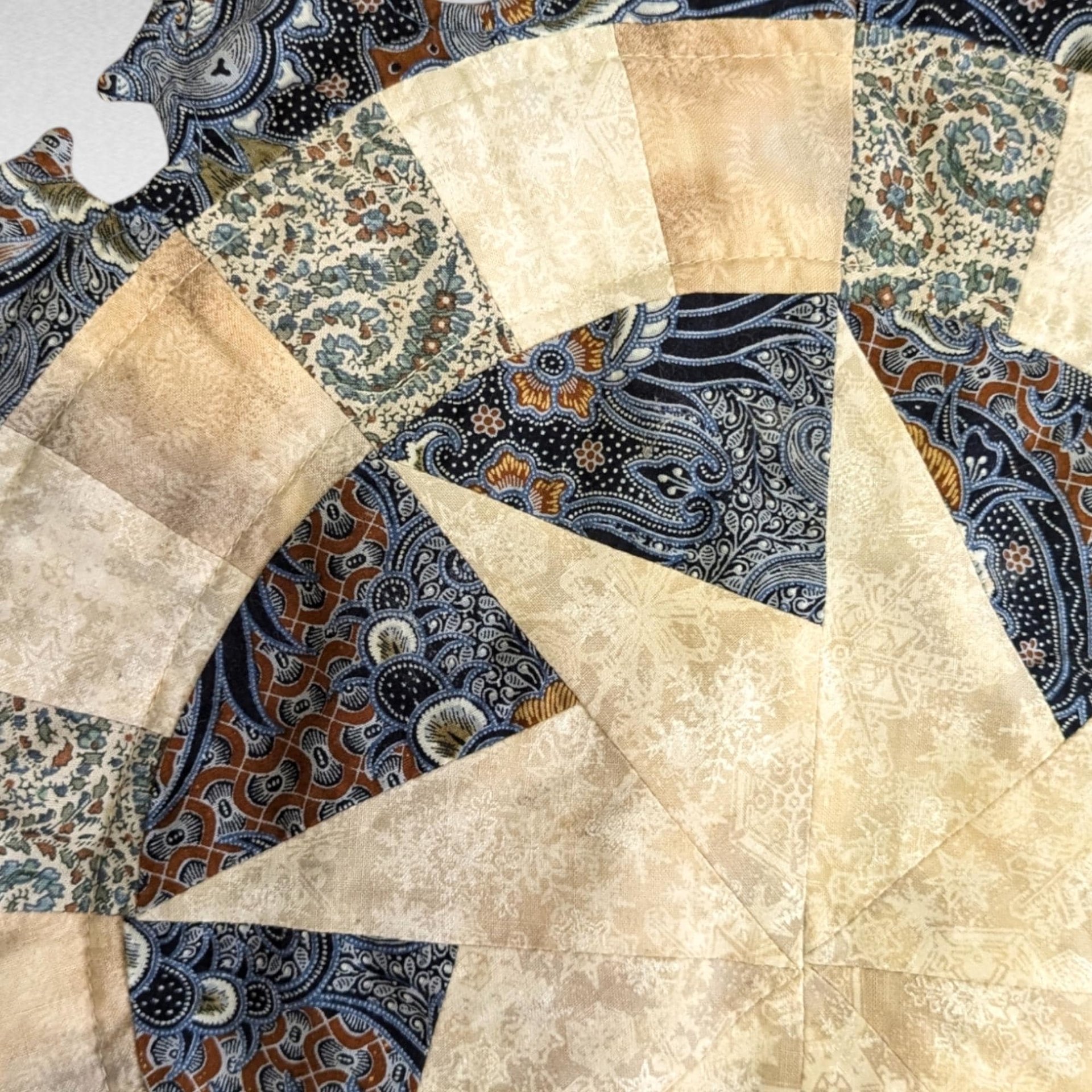 Vintage Quilted Table Topper, 18 Inch Round Centerpiece, Unique Home Decor, Gift for Her, Housewarming Present