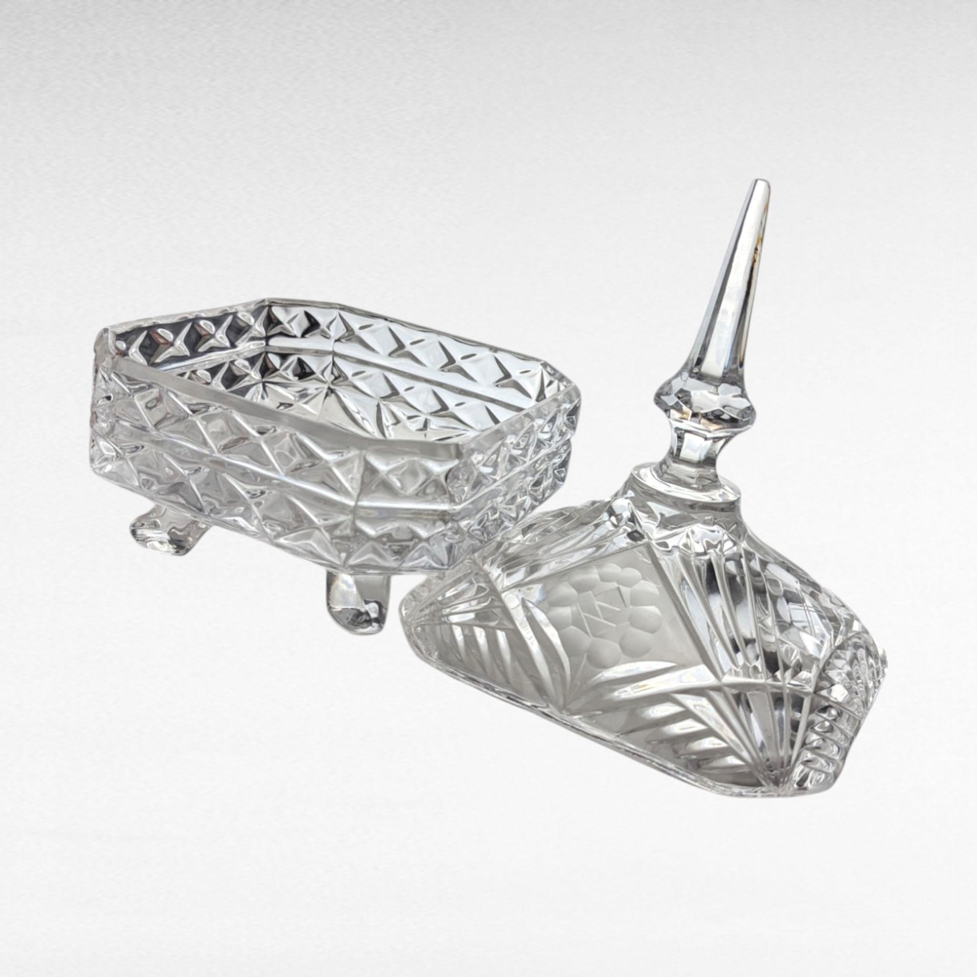 Vintage Crystal Candy Bowl with Lid.