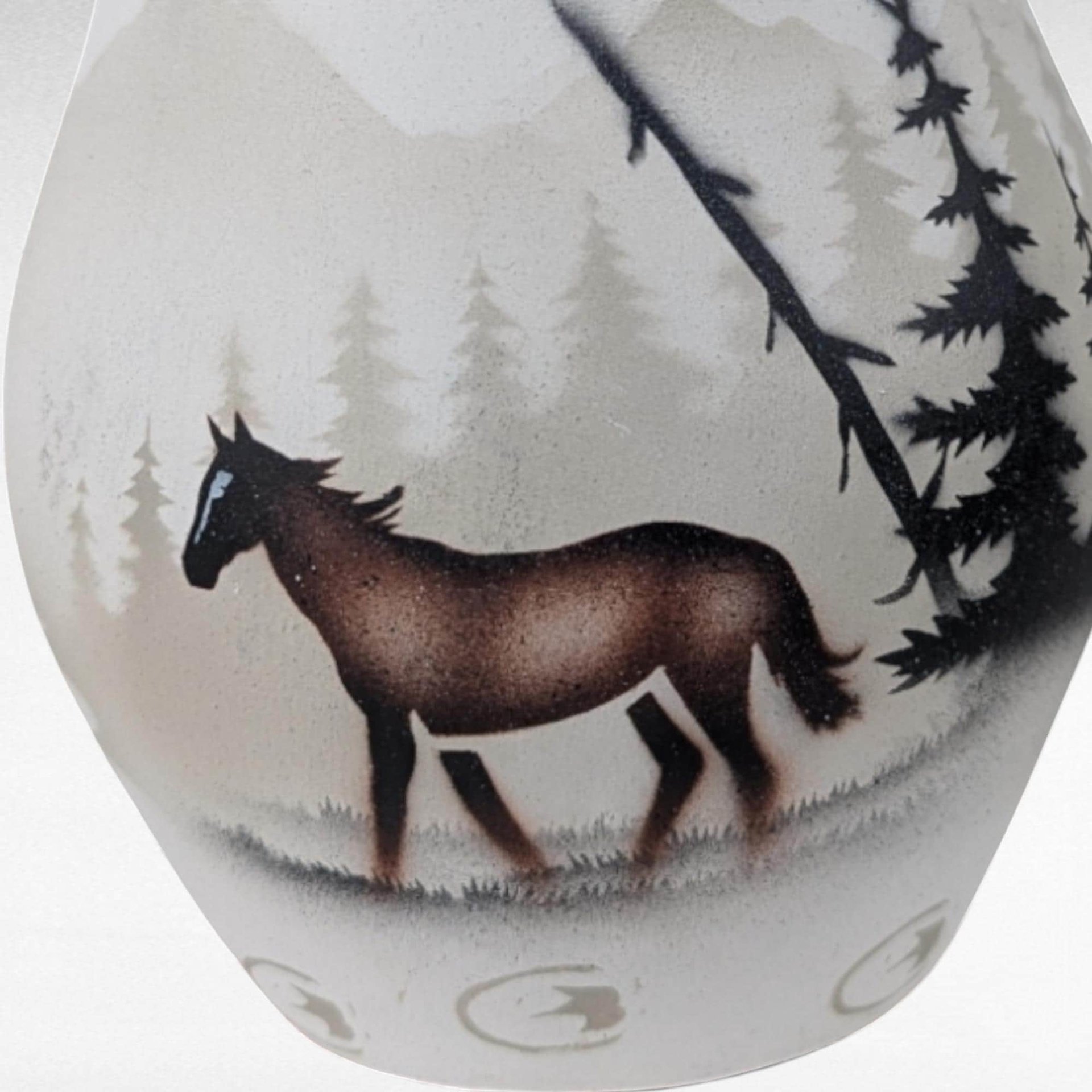 2004 Navajo Pottery Vase with Horse Design, Hand-Painted Vase, Southwest Decor, Native American Art, Collectible Pottery