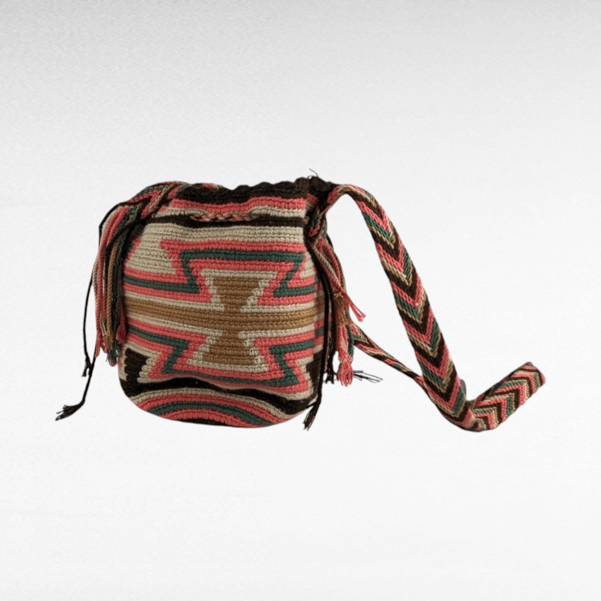 Vintage Handmade Crochet Drawstring Bag | Boho Chic Shoulder Bag | Festival Bag | Gift for Her