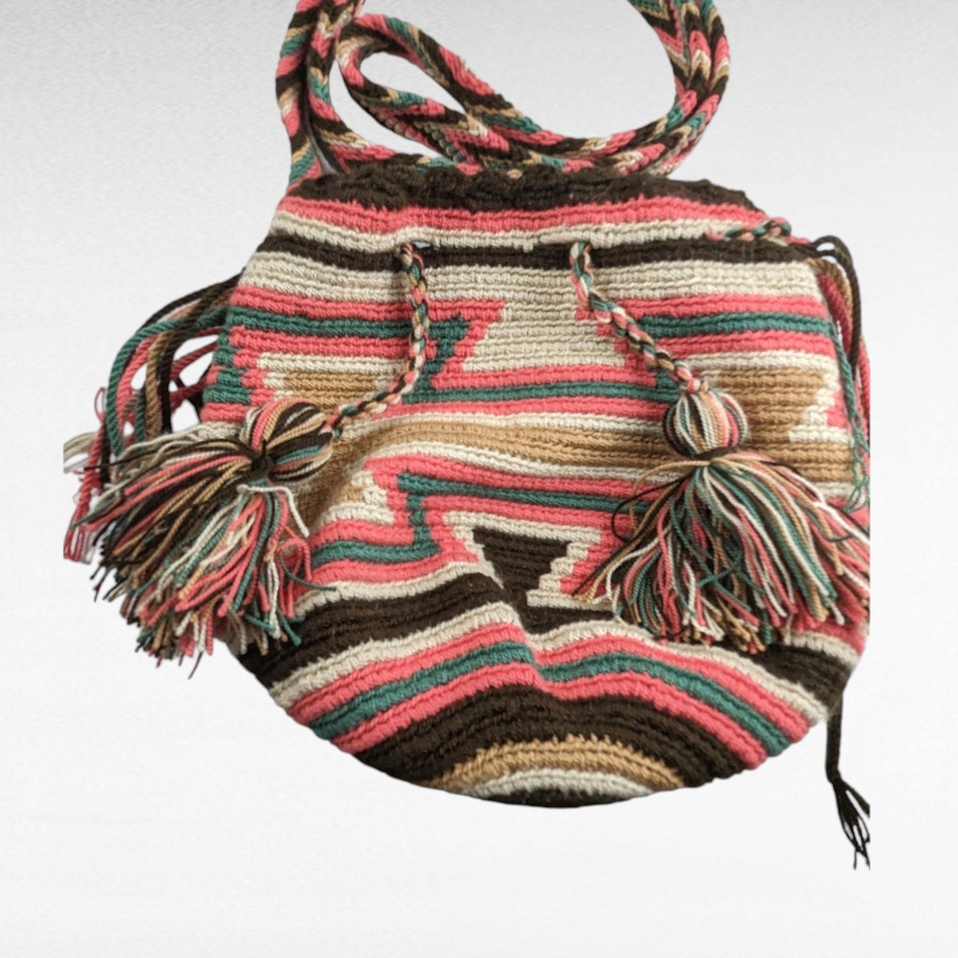 Vintage Handmade Crochet Drawstring Bag | Boho Chic Shoulder Bag | Festival Bag | Gift for Her