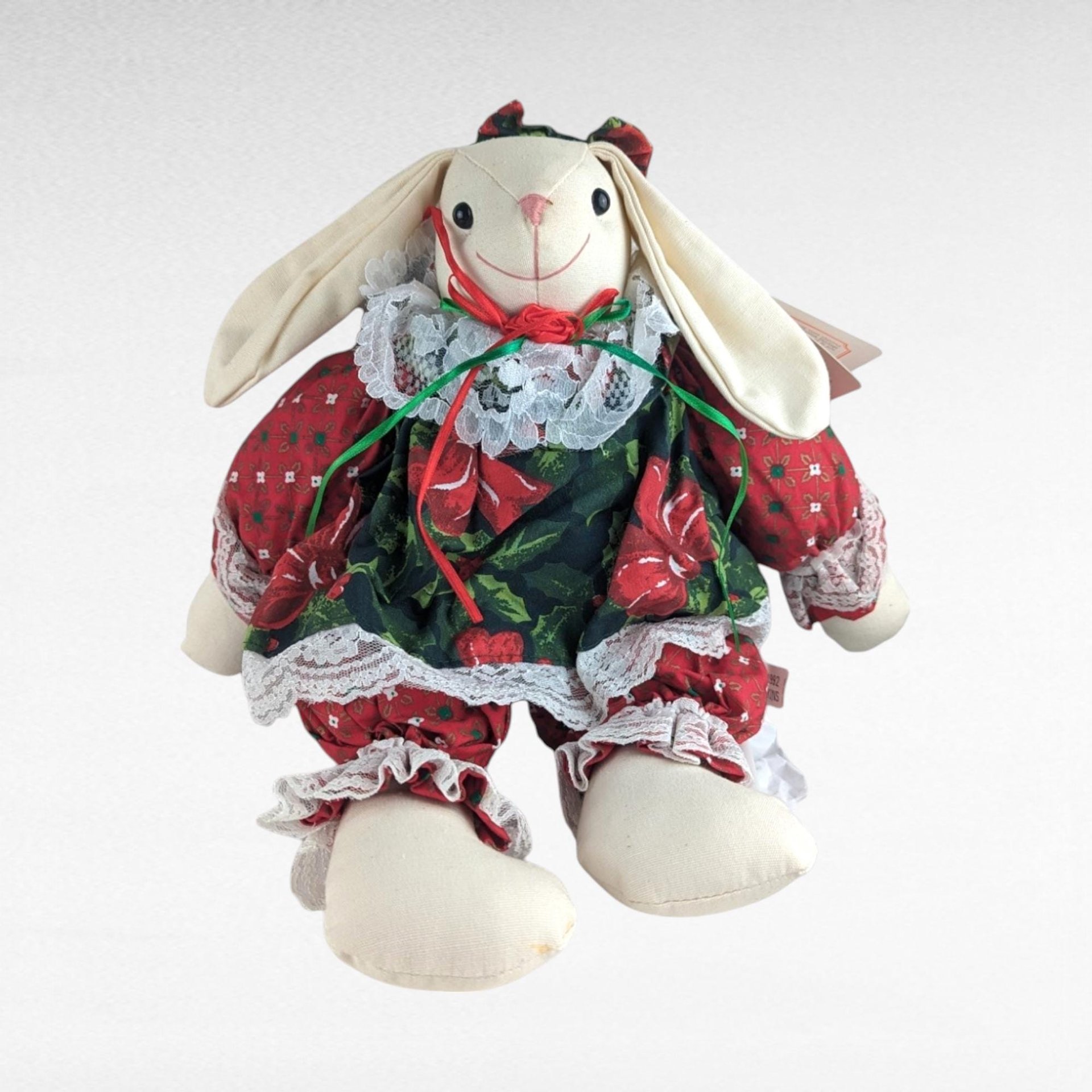 Vintage Ganz Heritage Collection Plush Bunny Rabbits | Christmas Bunnies | Holiday Decor | Stuffed Animal Couple