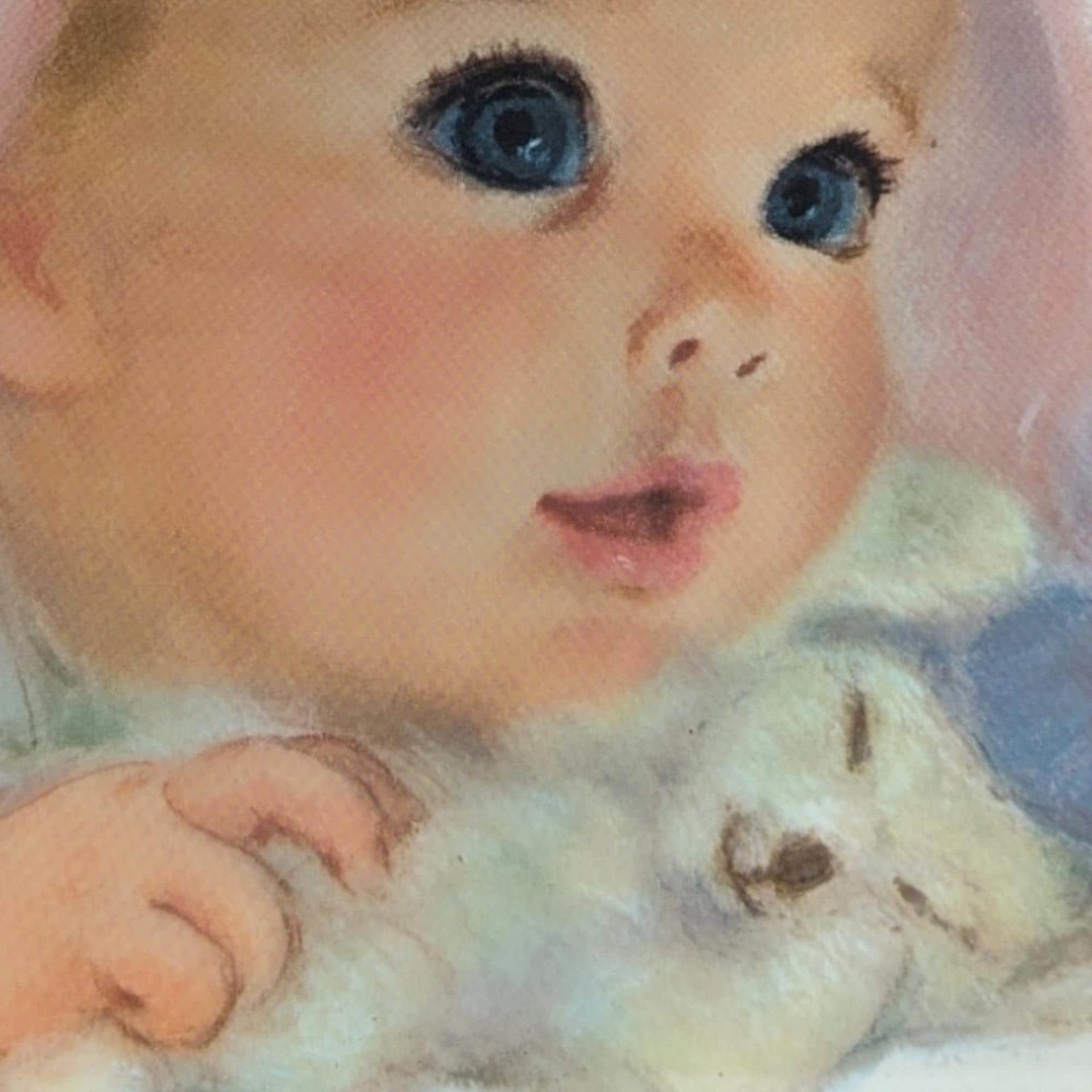Vintage 1960s Northern Tissue Baby Framed Print | Baby with Pink Blanket | Nursery Decor | Retro Wall Art