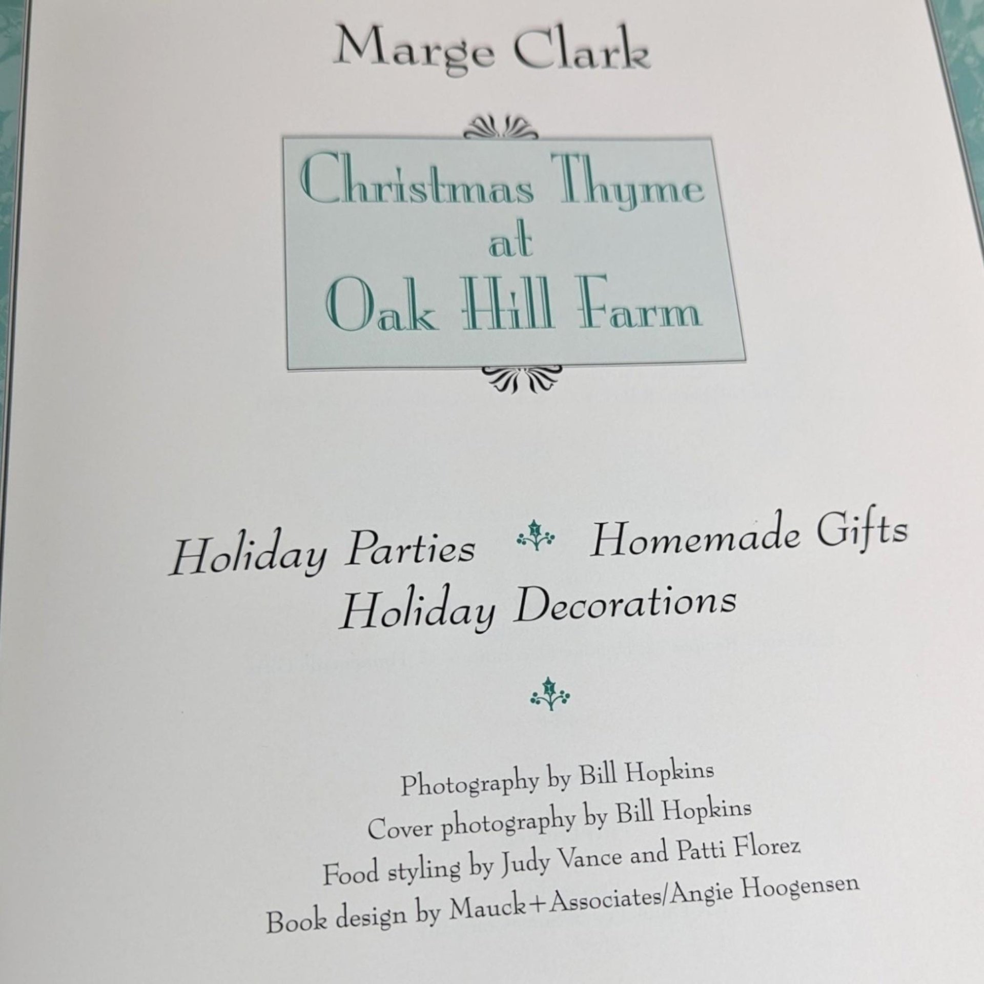 Signed Christmas Thyme at Oak Hill Farm, Marge Clark, 1994 Hardcover Book, Holiday Decor & Crafts,  Gift for Collectors