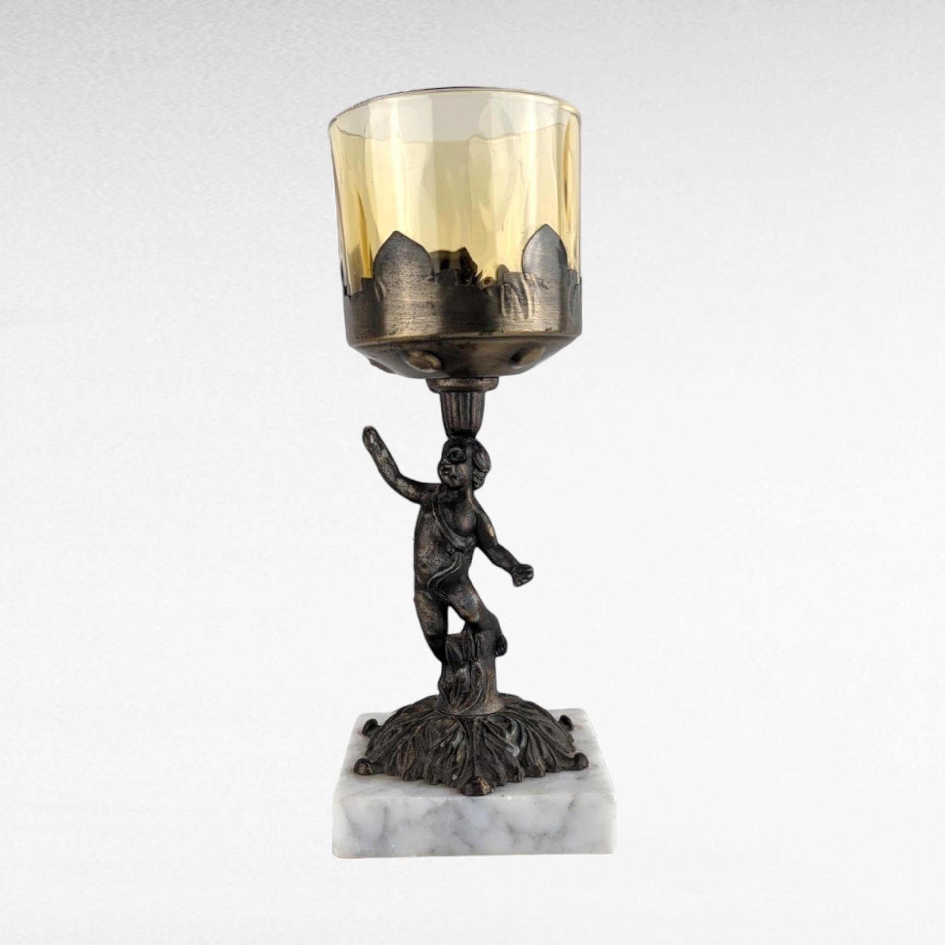 Vintage Bronze Cherub Candle Holder, Hollywood Regency Style, Marble Base, Votive Holder,  Unique Home Décor