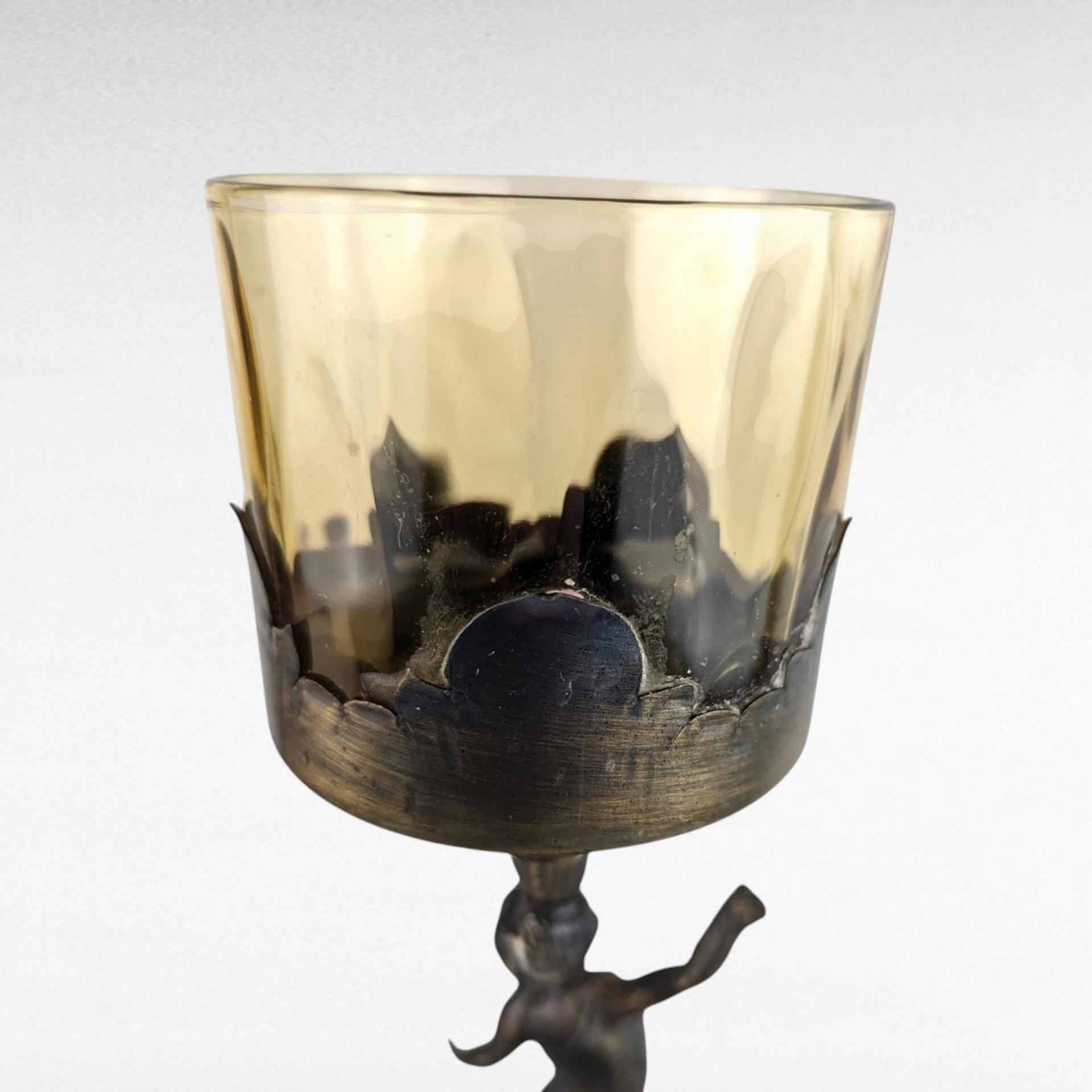 Vintage Bronze Cherub Candle Holder, Hollywood Regency Style, Marble Base, Votive Holder,  Unique Home Décor