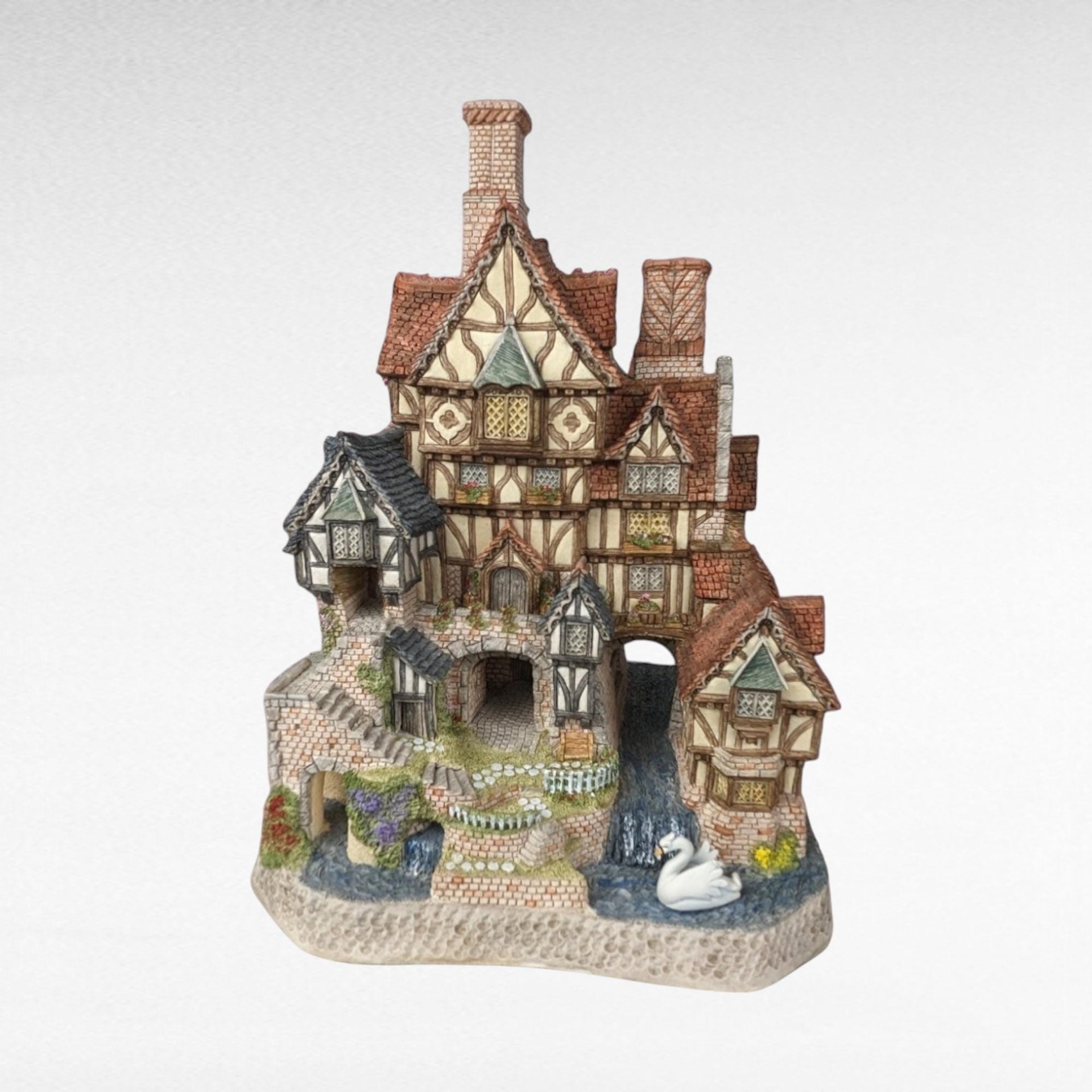 1994 David Winter Quindene Manor, Signed Cottage, Collectible Figurine, English Village, Gift for Collectors