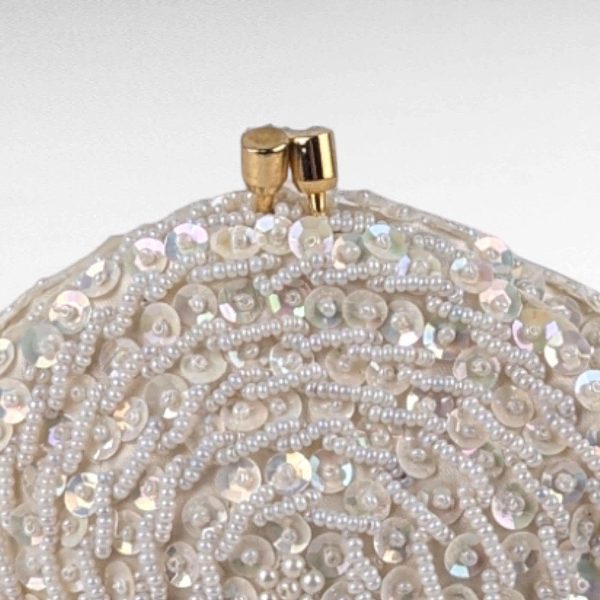 Vintage Princess Gardner Beaded Sequin Coin Purse, Ivory Evening Bag, Bridal Purse, Gift for Her, Original Box
