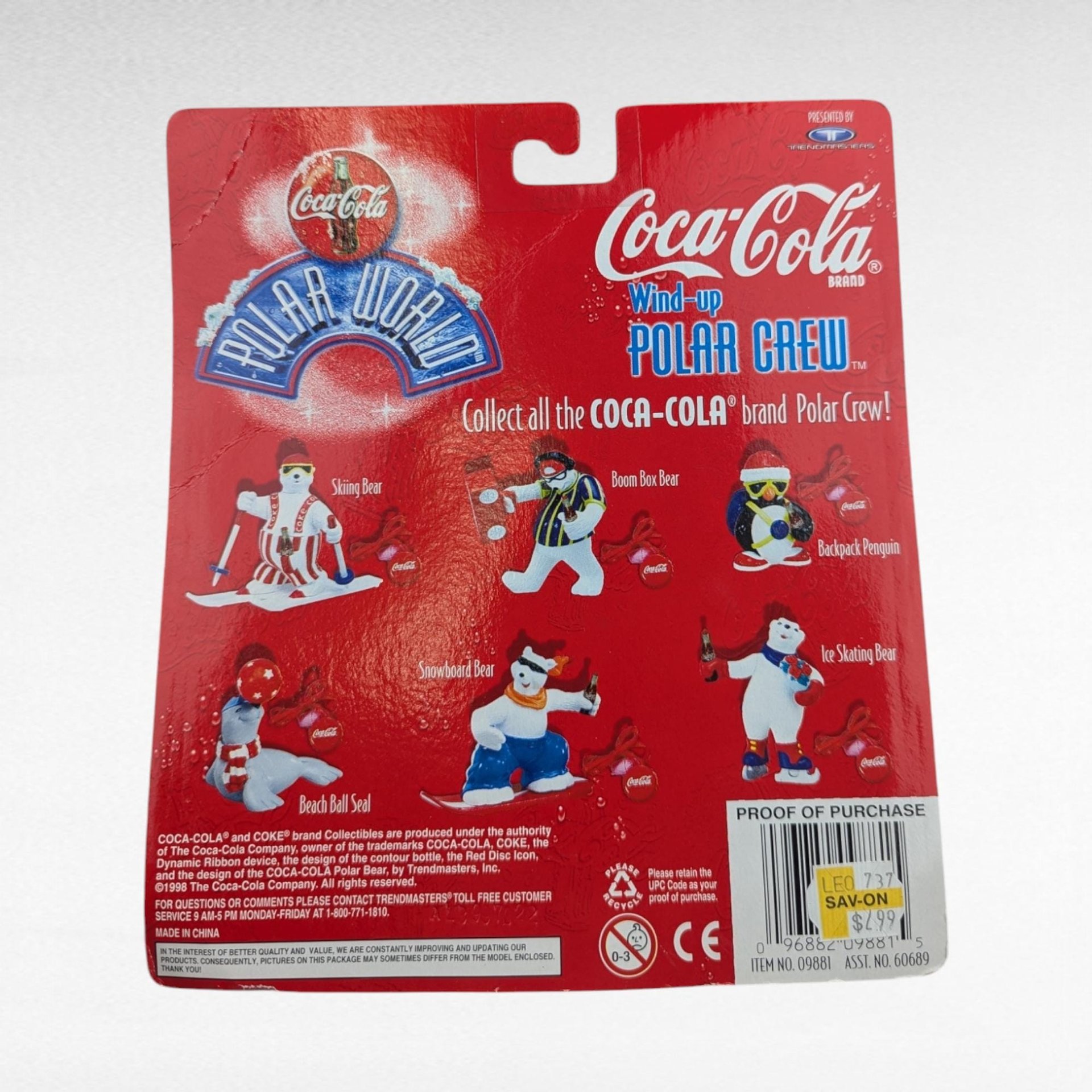 Vintage Coca Cola Polar Bear Snowboard Toy & 1993 Die-Cast Metal Truck Bank, New in Box, Collectible Coca Cola Memorabilia