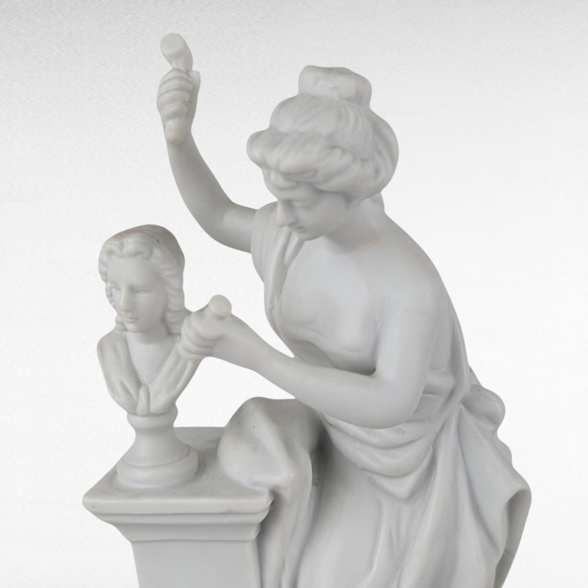 Vintage Andrea by Sadek Bisque Greek Muse Figurines, Memory & Artist Pair, 8.5" Elegant Home Decor, Gift for Art Lovers, Shelf Decor
