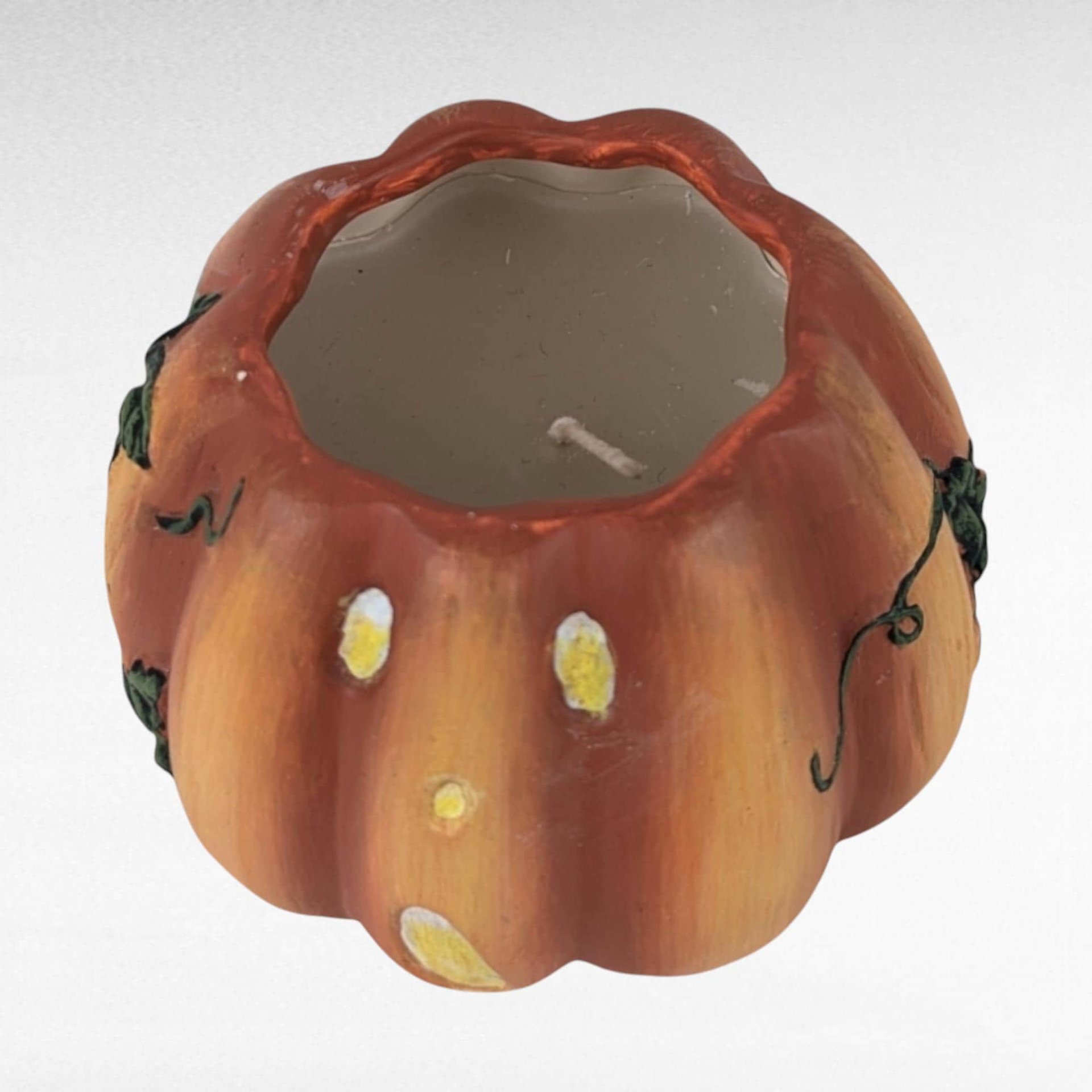 Vintage Kathy Hatch Ceramic Pumpkin Candle Holder, 2002 Halloween Decor, Fall Decor, Gift for Hostess