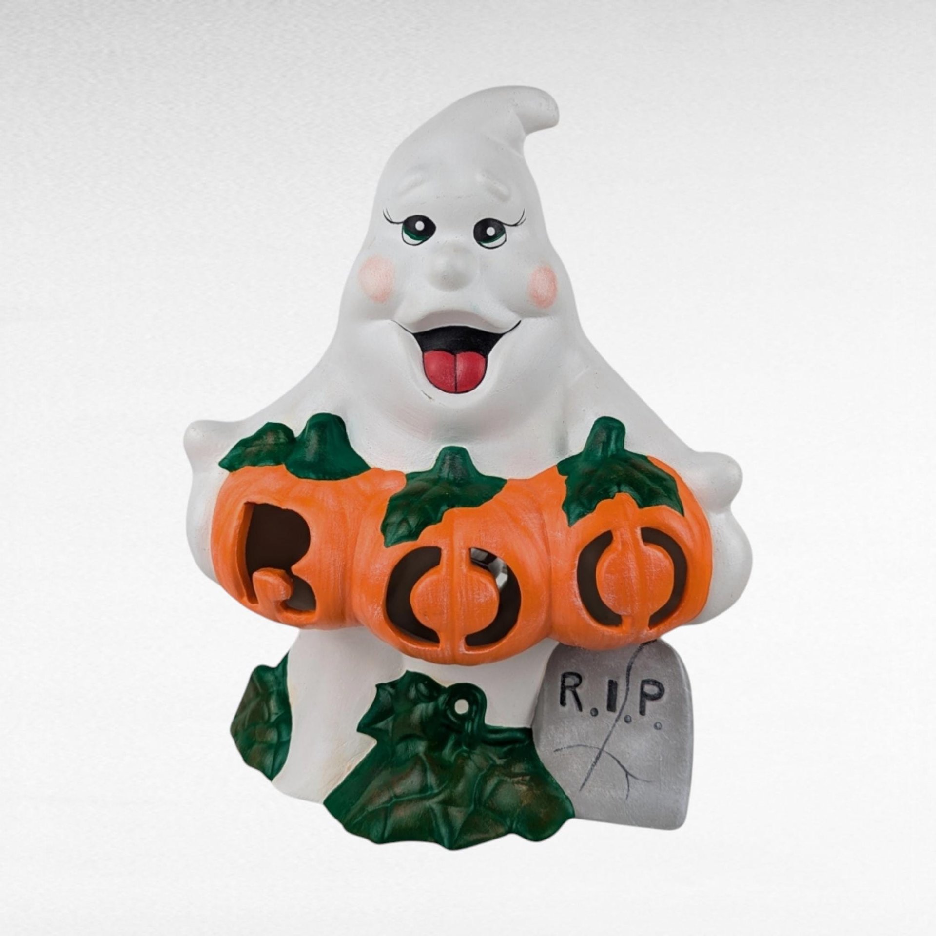 Vintage Ceramic Ghost Light, Halloween Decoration, Spooky Decor, Night Light, Gift for Halloween Lover