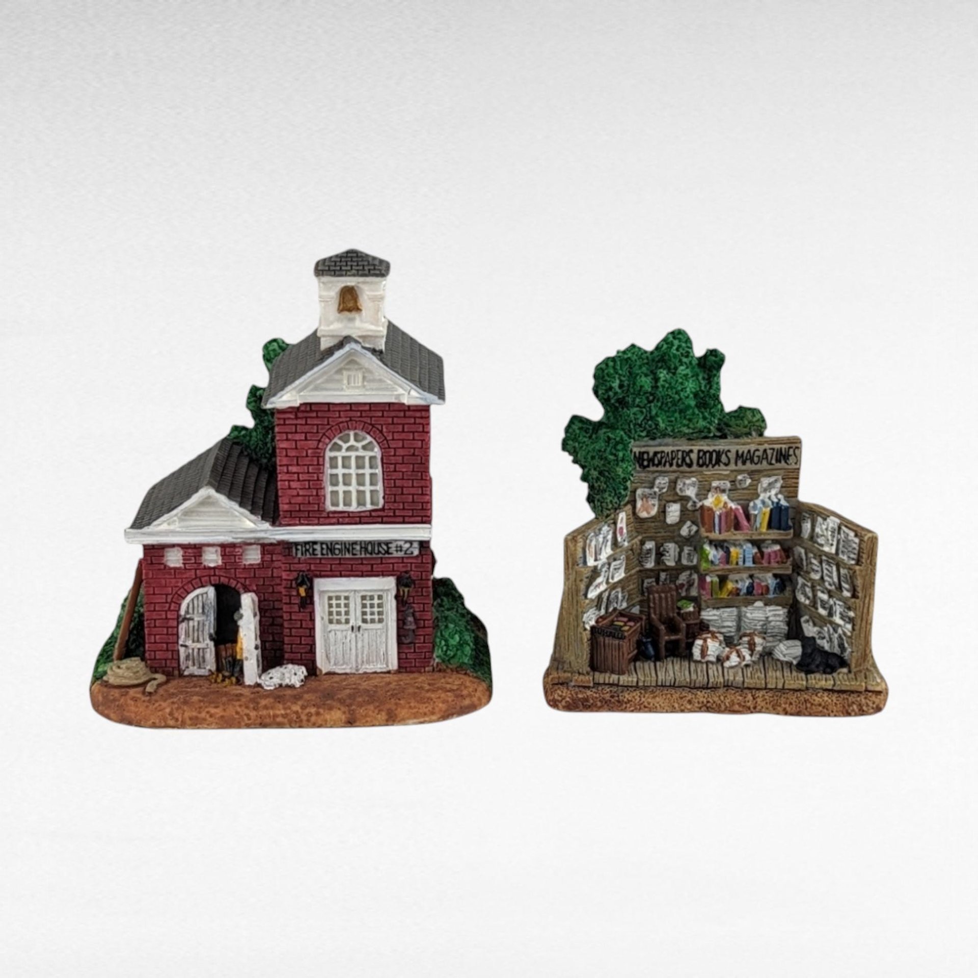 Vintage Liberty Falls Village Figurines, 7 Piece Set, Barber Shop, Firehouse, Shops, Courthouse, Collectible Miniatures, Gift for Collector