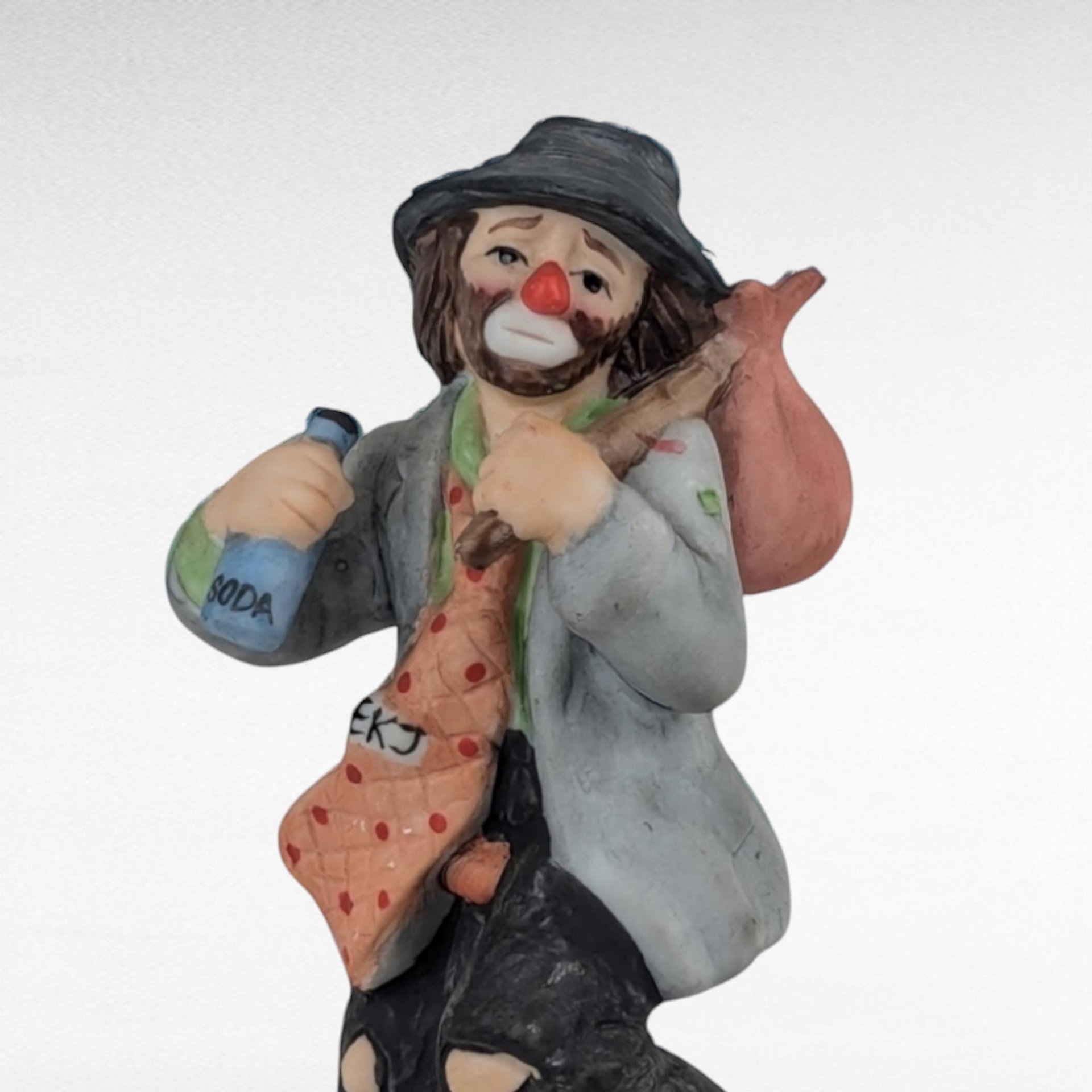 Vintage 4" Flambro Emmett Kelly Jr. Weary Willie Unicycle Figurine, Clown on Unicycle, Collectible Clown, Gift for Circus Lover