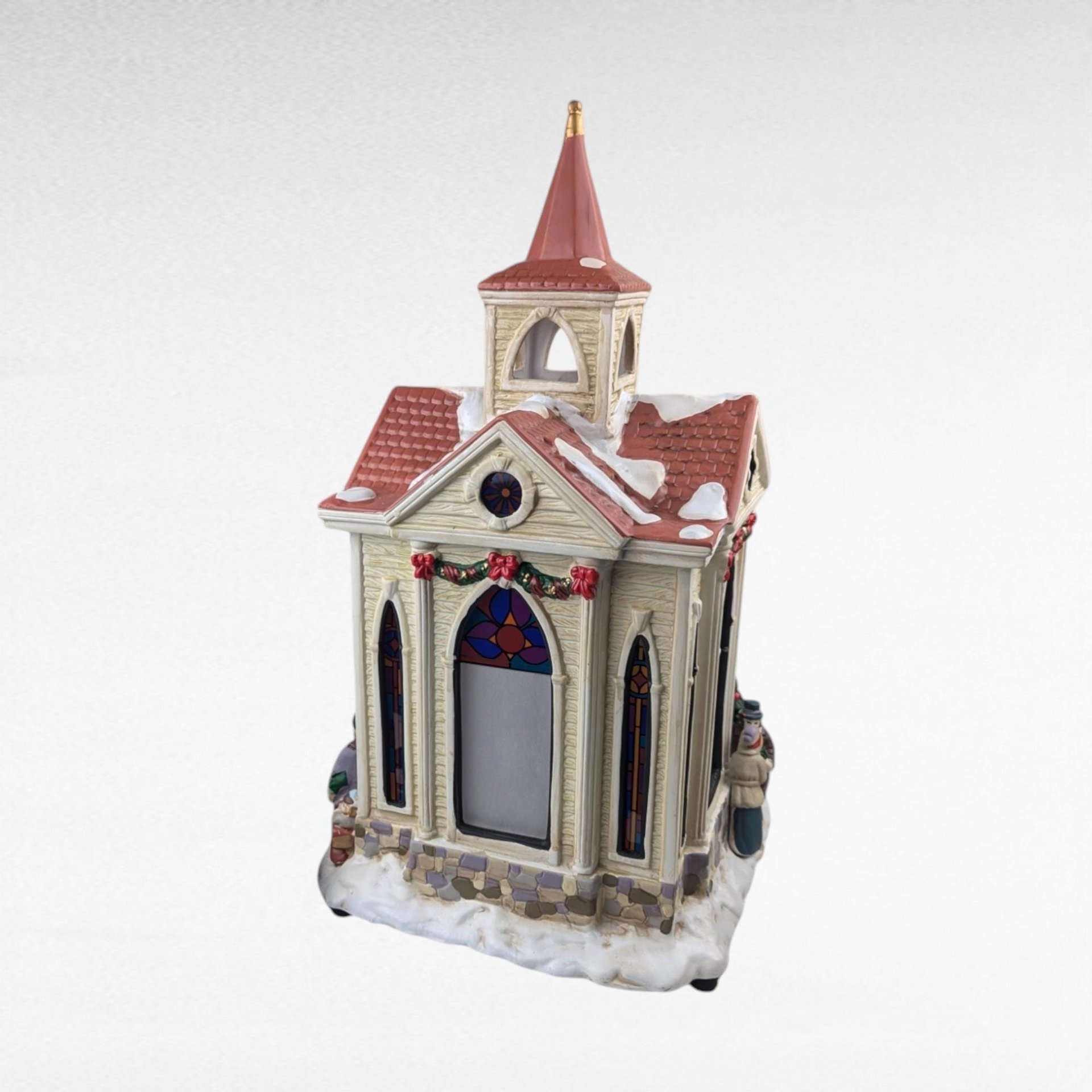 1998 Mr. Christmas Village Square Lighted Silhouette Church, Vintage Ceramic Christmas Decoration, Holiday Decor, Gift for Collector