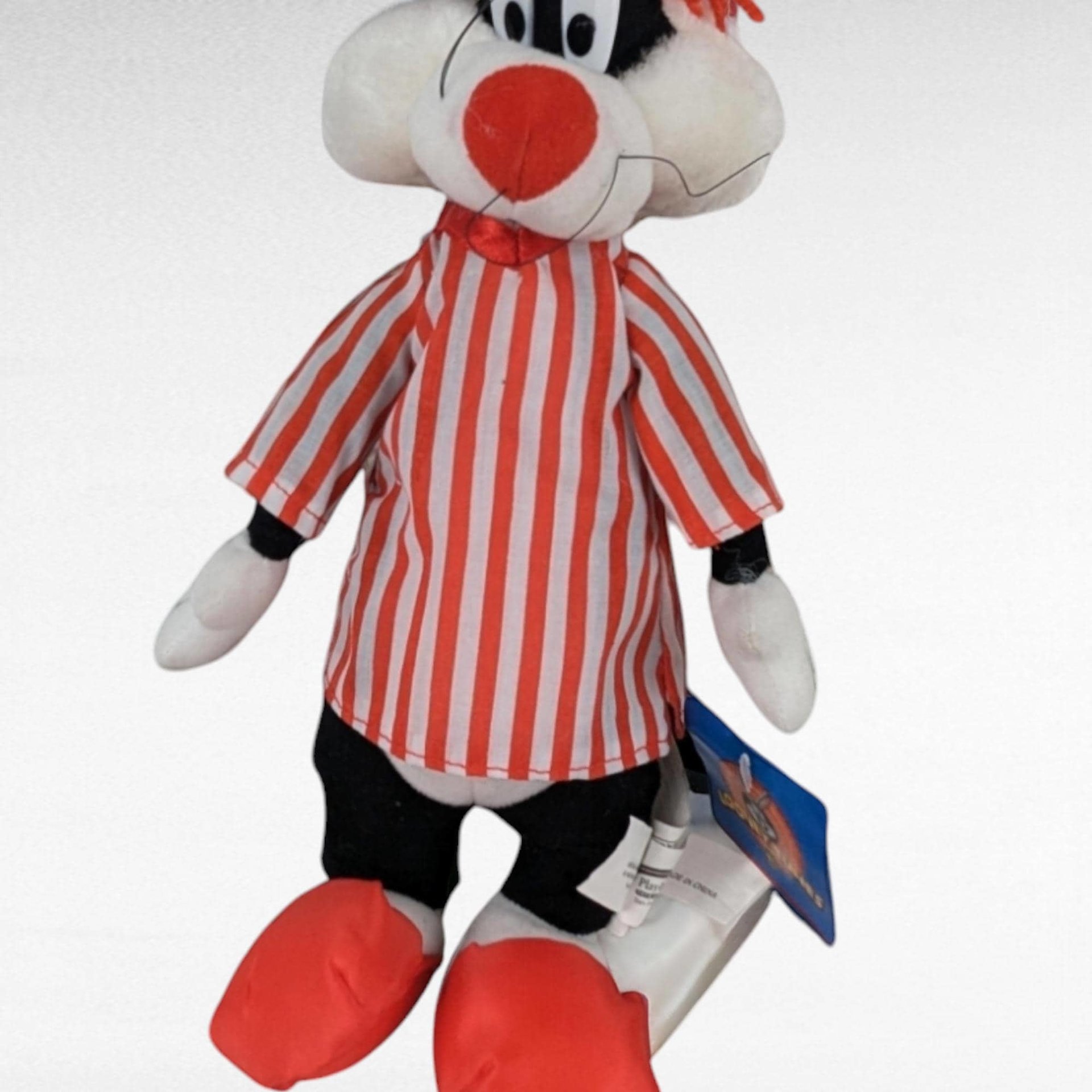Vintage 1997 Looney Tunes Bedtime Sylvester Plush, 12" Stuffed Animal Toy, Cartoon Character Plushie, Gift for Kids, Collector's Item