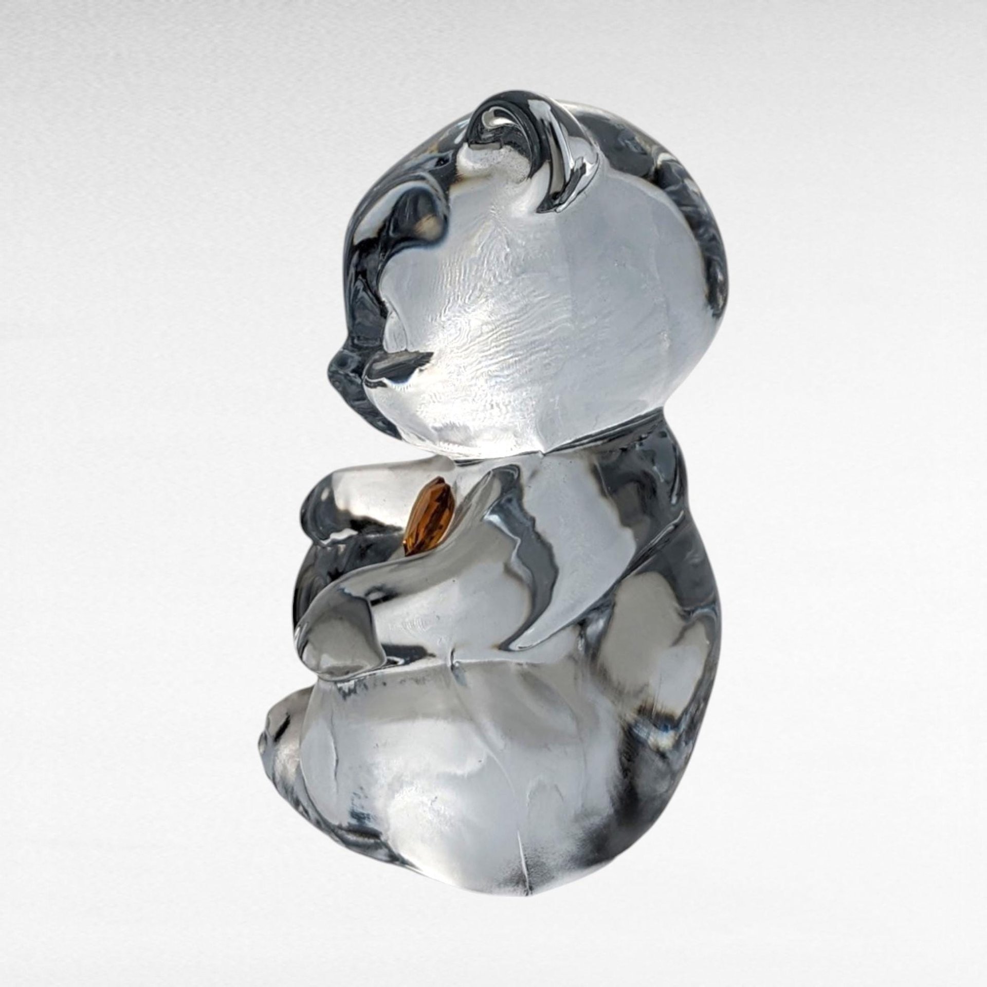 Fenton Clear Glass November Birthday Bear Figurine | Art Glass Collectible | Birthday Gift | Animal Figurine