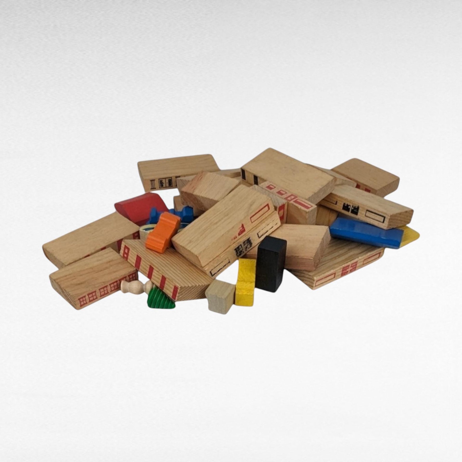 Vintage 1971 Playskool Village Wood Block Set | 91 Piece Set | Classic Wooden Blocks | Educational Toy | Collectible Playskool