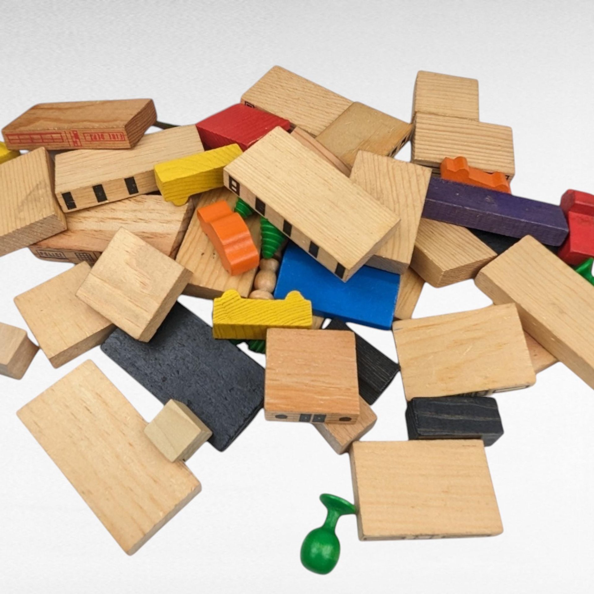 Vintage 1971 Playskool Village Wood Block Set | 91 Piece Set | Classic Wooden Blocks | Educational Toy | Collectible Playskool