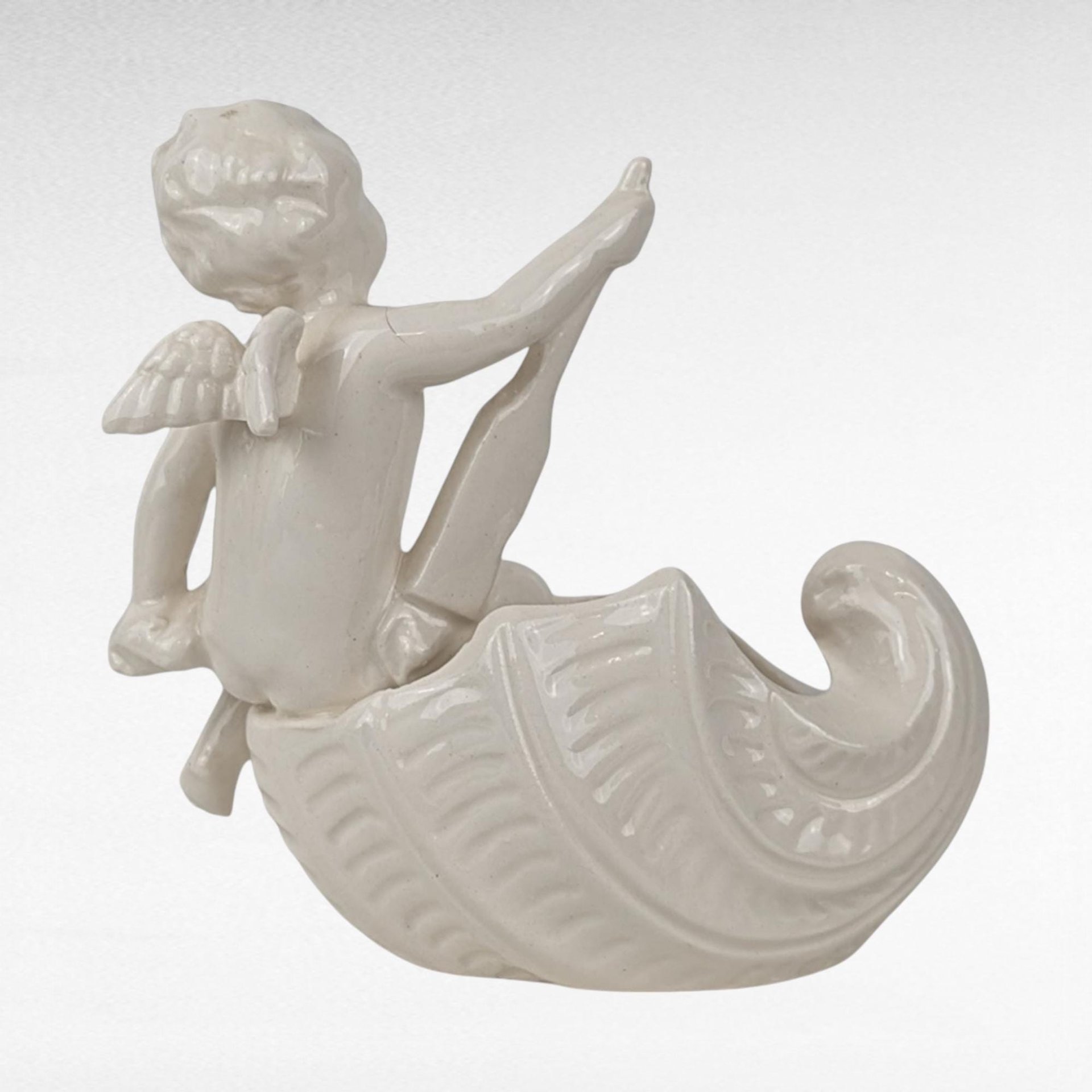 Vintage Lenwile Ardalt Porcelain Cherub Trinket Dish | Angel Planter | Small Ring Dish | Vanity Decor | Gift for Collector