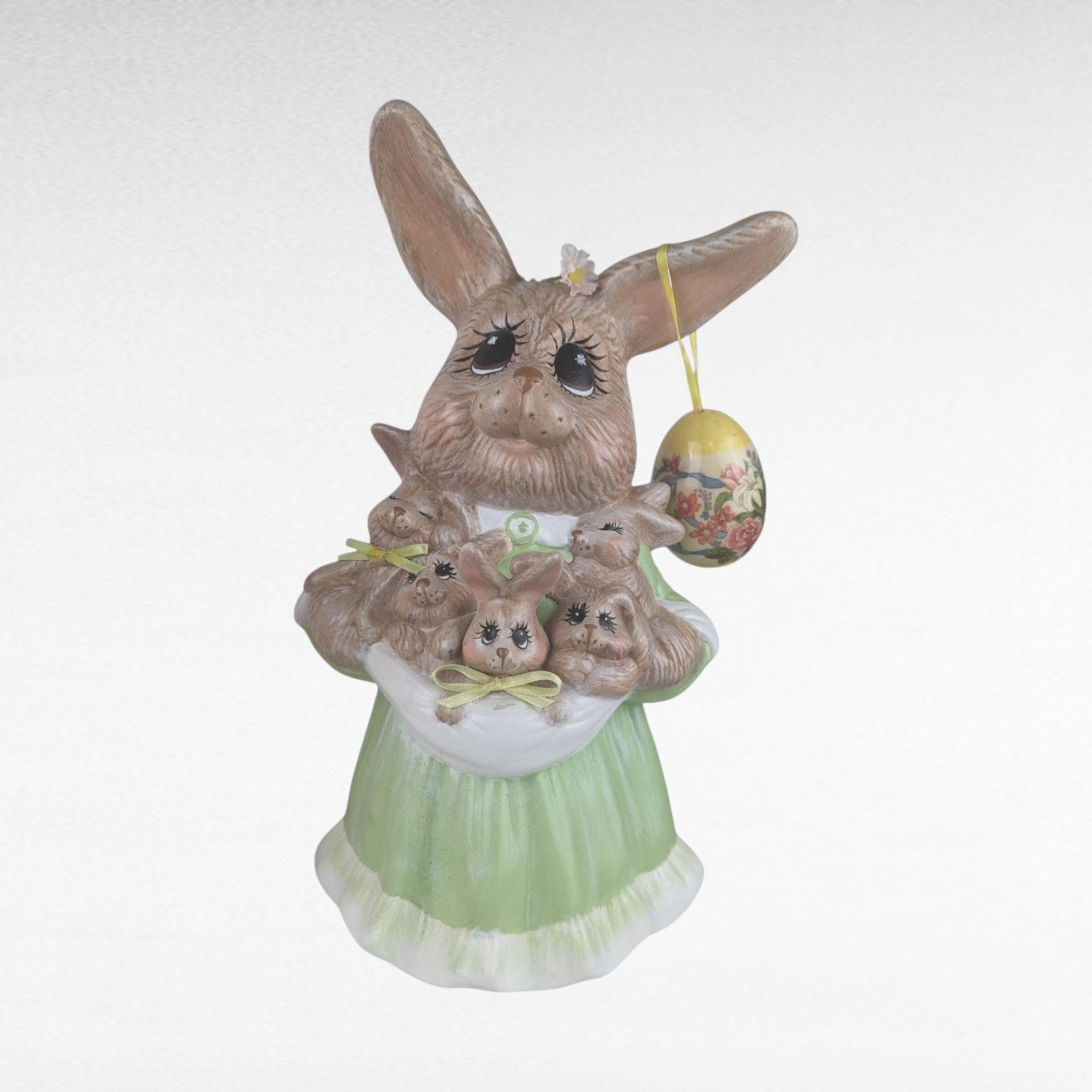 Vintage Pair of Ceramic Mother Rabbit with Babies Easter Figures | Easter Decor | Spring Decor |  Bunny Figurines | Collectible Figurines