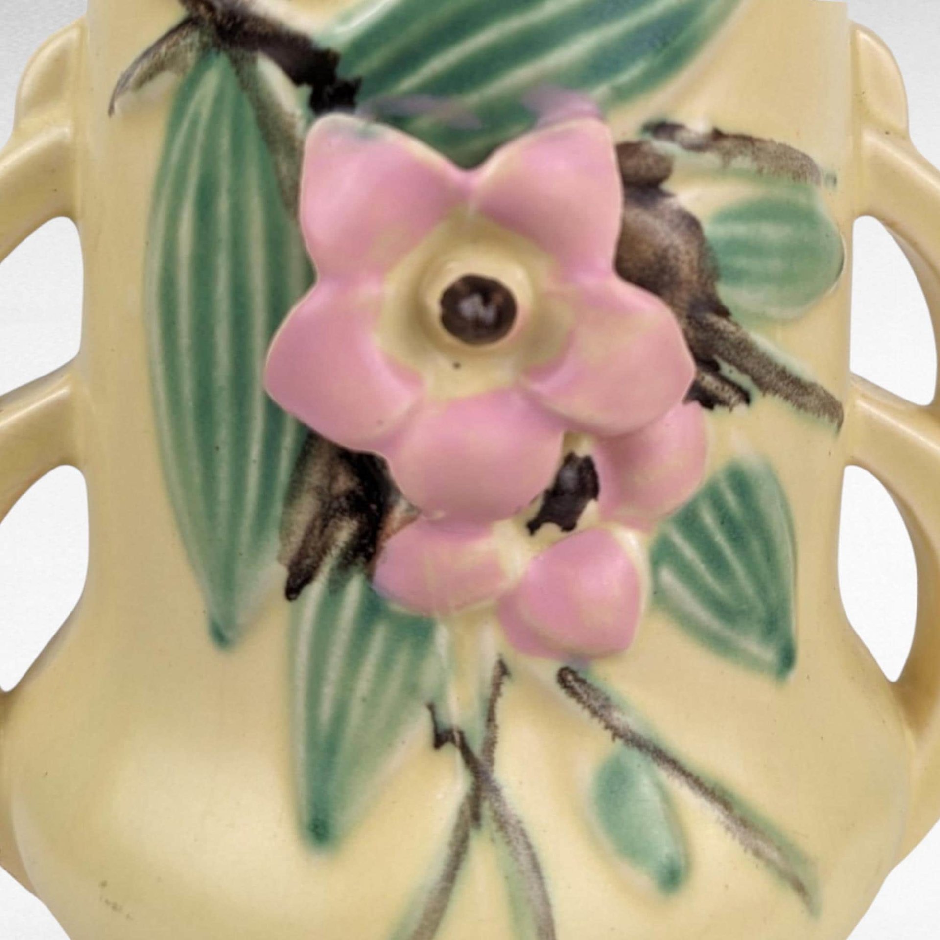 Vintage McCoy Blossomtime Yellow Vase | Art Deco Pottery |  Floral Vase |  Collectible Vase | Home Decor | Has Crack