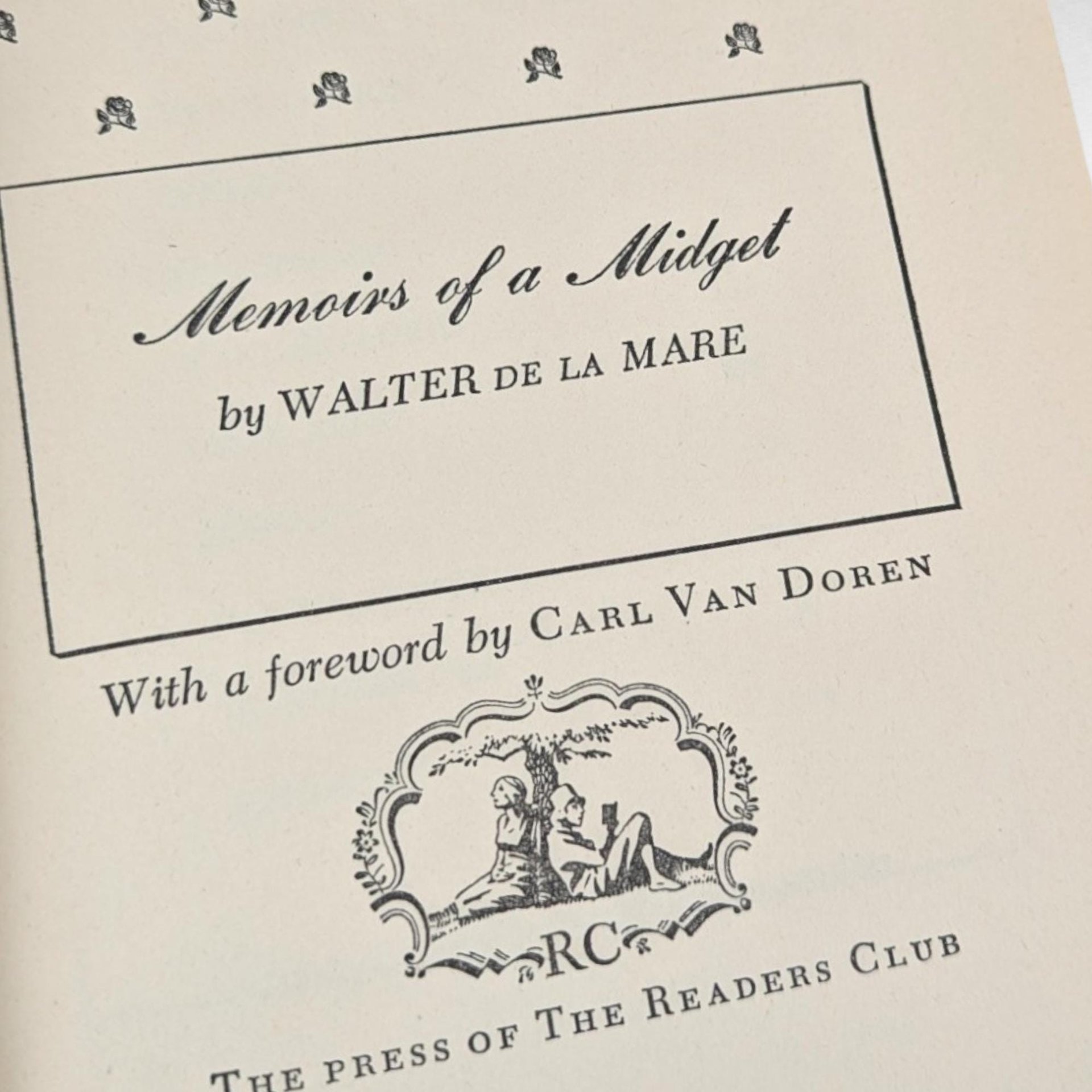 1941 "Memoirs of a Midget" by Walter de la Mare | Hardcover Book | Readers Club Edition | Vintage Literature | Collectible Book
