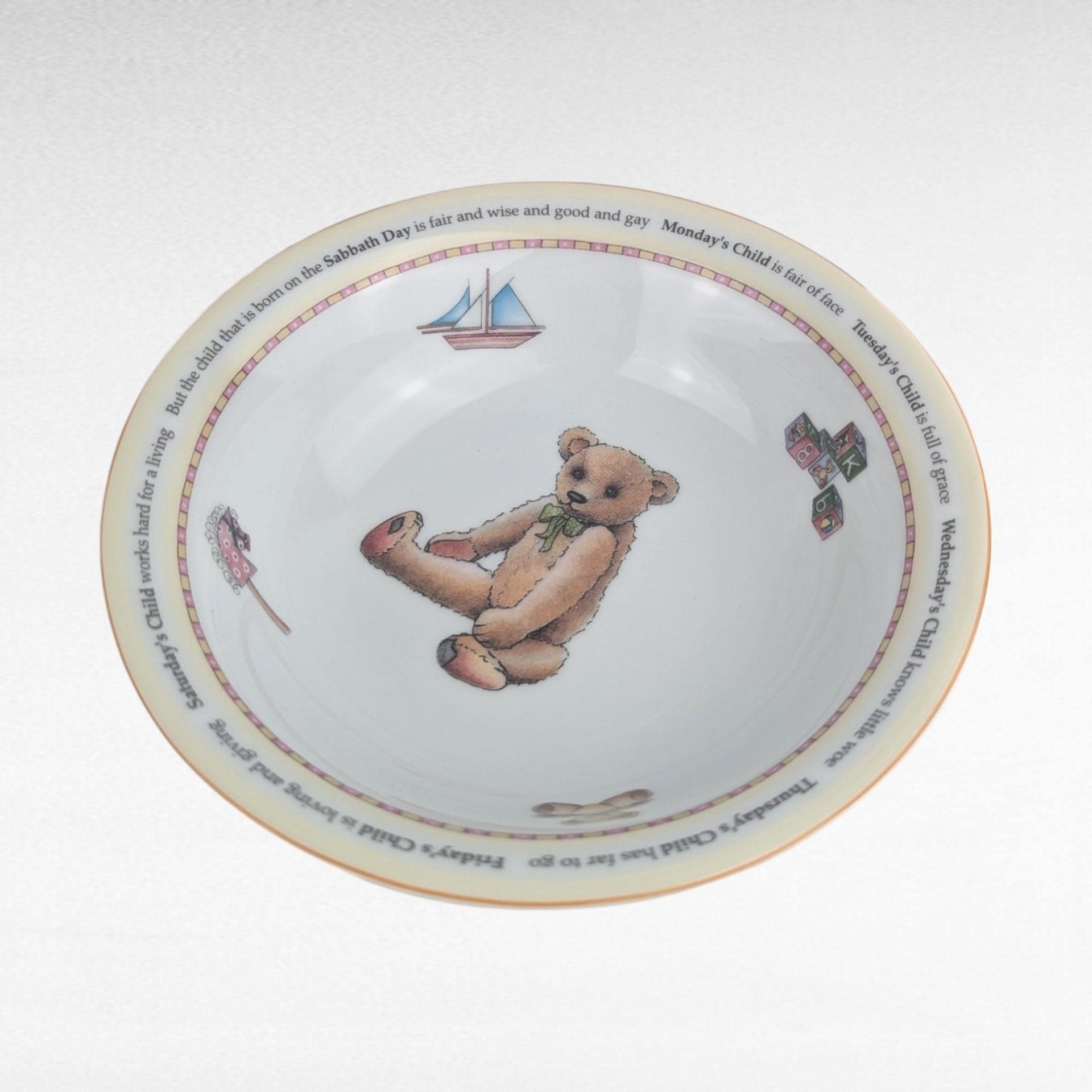 Vintage Royal Worcester Days of the Week 3-Piece Child Set, Mug, Bowl, Plate, Nursery Rhyme Decor, Baby Shower Gift, Christening Present