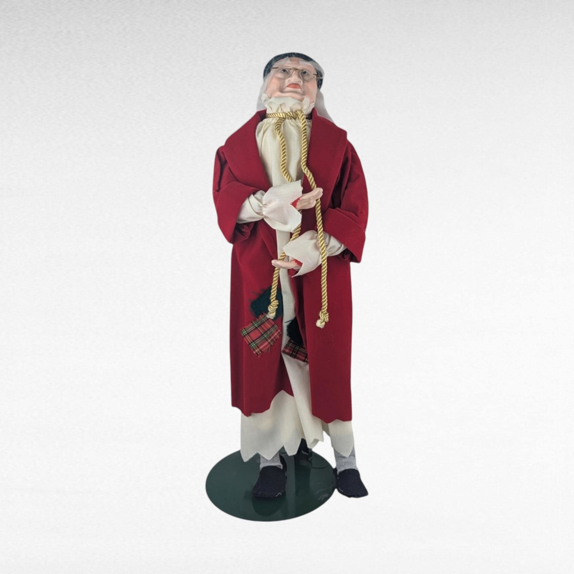 Vintage Dept 56 Scrooge Doll, 19.5" Dickens Caroler Figurine, Collectible Christmas Decor, Gift for Dickens Fan, Holiday Display