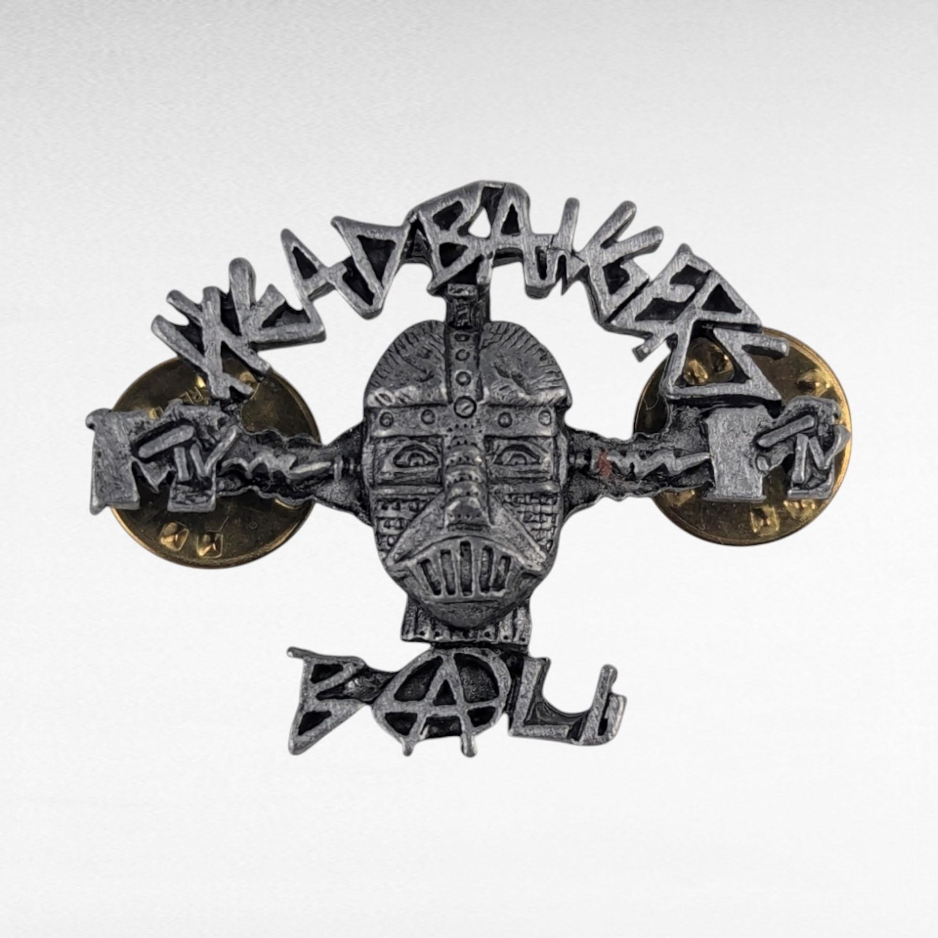 Vintage 1993 Pewter MTV Headbangers Ball Pendant & Pin Set, Starline Jewelry, Music Memorabilia, 90s Nostalgia, Gift for Metalhead