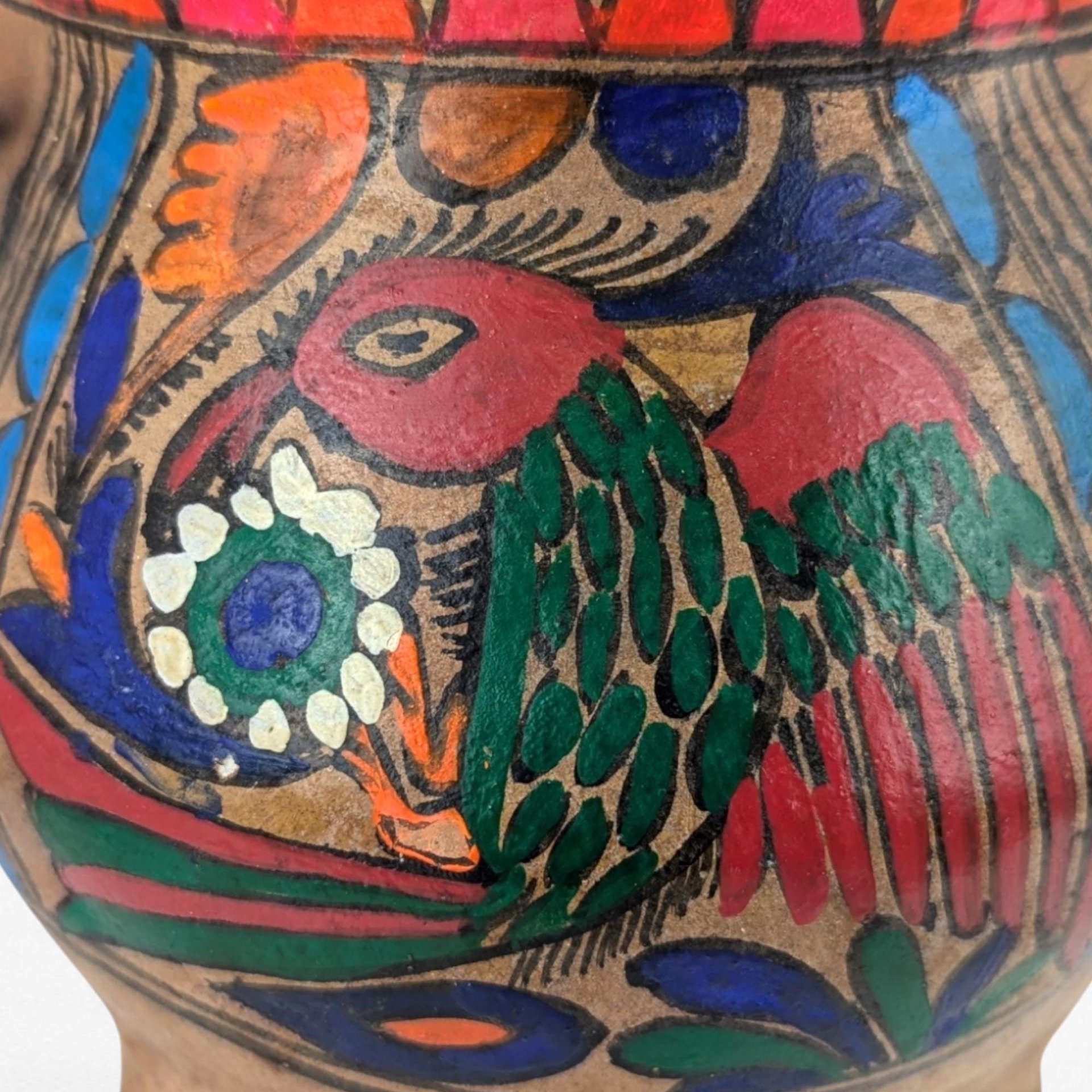 Vintage Handpainted Terracotta Bowl, 6.5" Hanging Planter, Folk Art Pottery, Boho Decor, Gift for Plant Lover, Housewarming Present