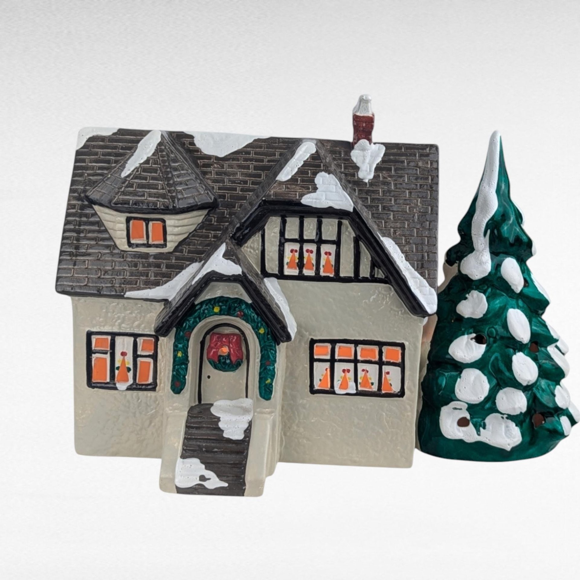 Vintage 1986 Dept 56 Stucco Bungalow Village House, Christmas Village Display, Holiday Decor, Gift for Collector