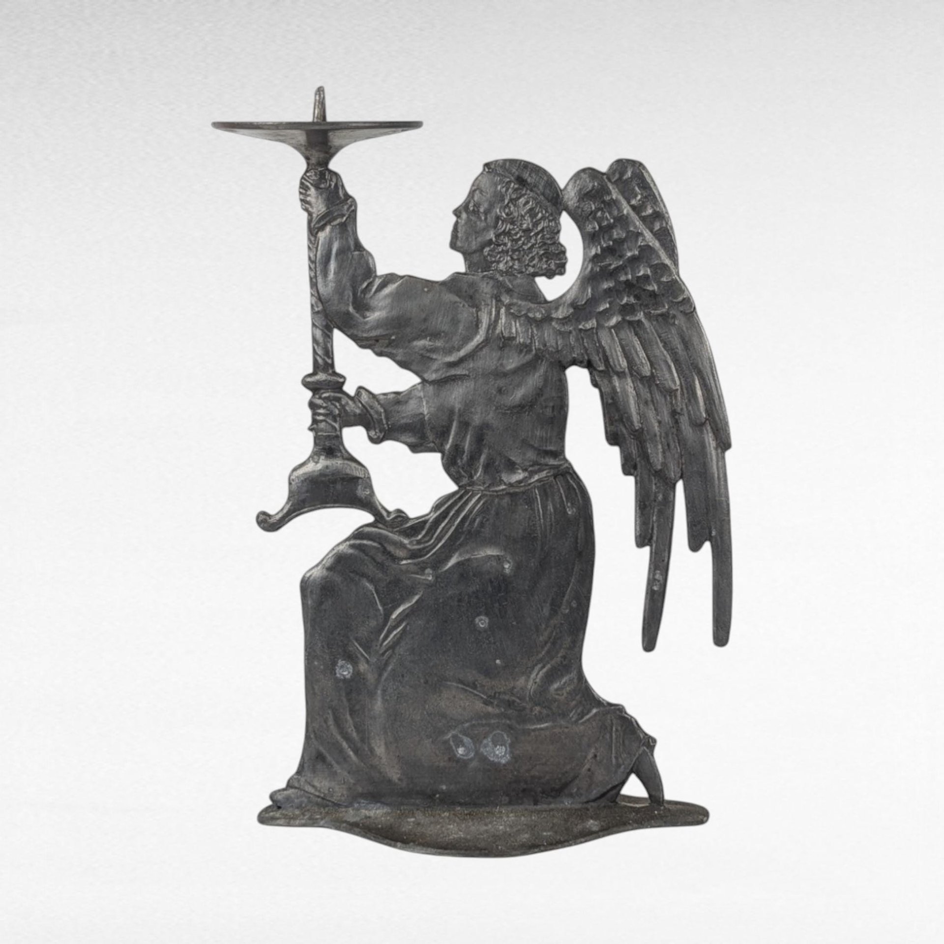 Vintage Pewter Angel Candle Holder, Kneeling Angel Figurine, Religious Decor, Candle Holder, Home Decor, Vintage Home Accent, Unique Gift