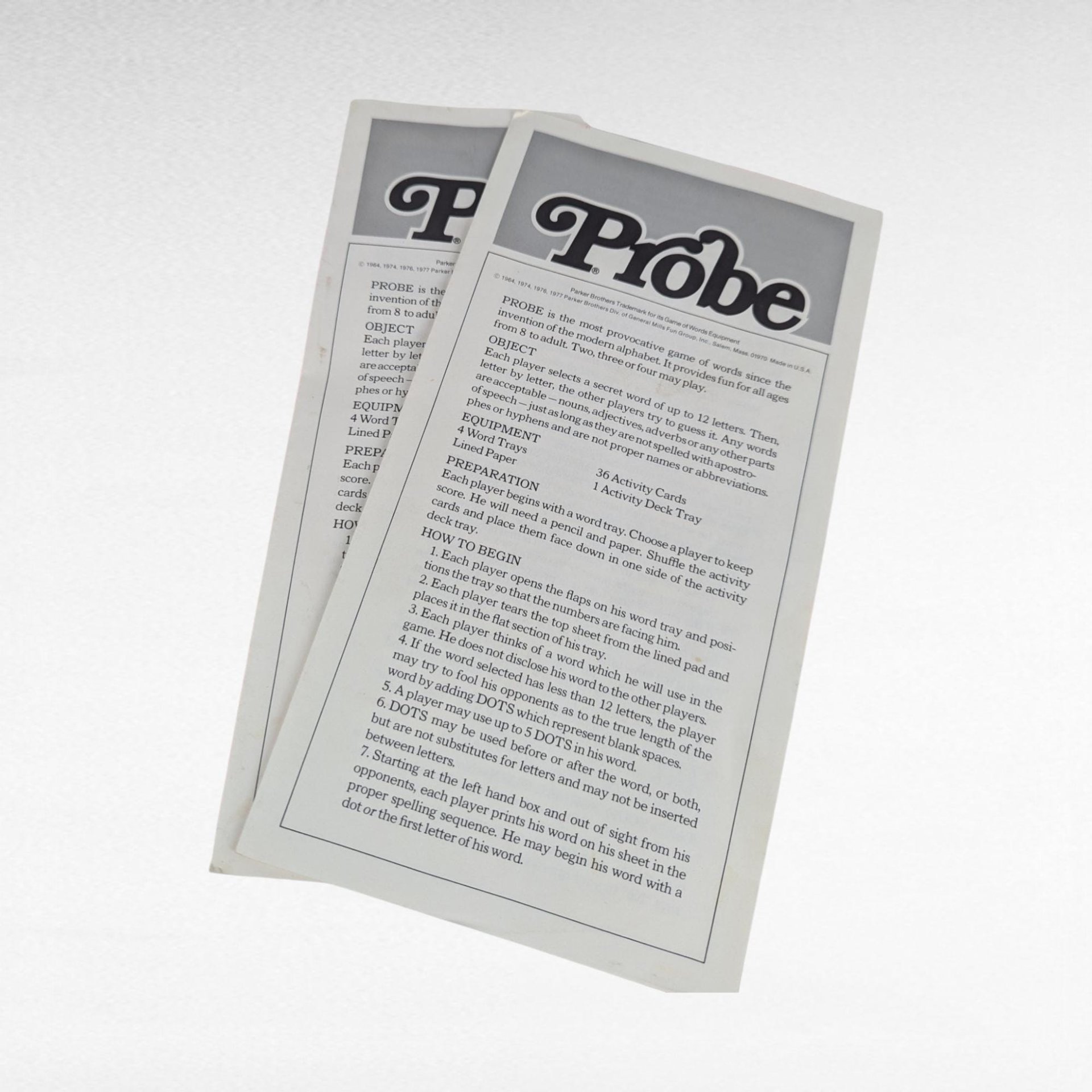 1977 Parker Brothers Probe Game, Vintage Word Game, Family Game, Educational Game, Collectible Game, Retro Game