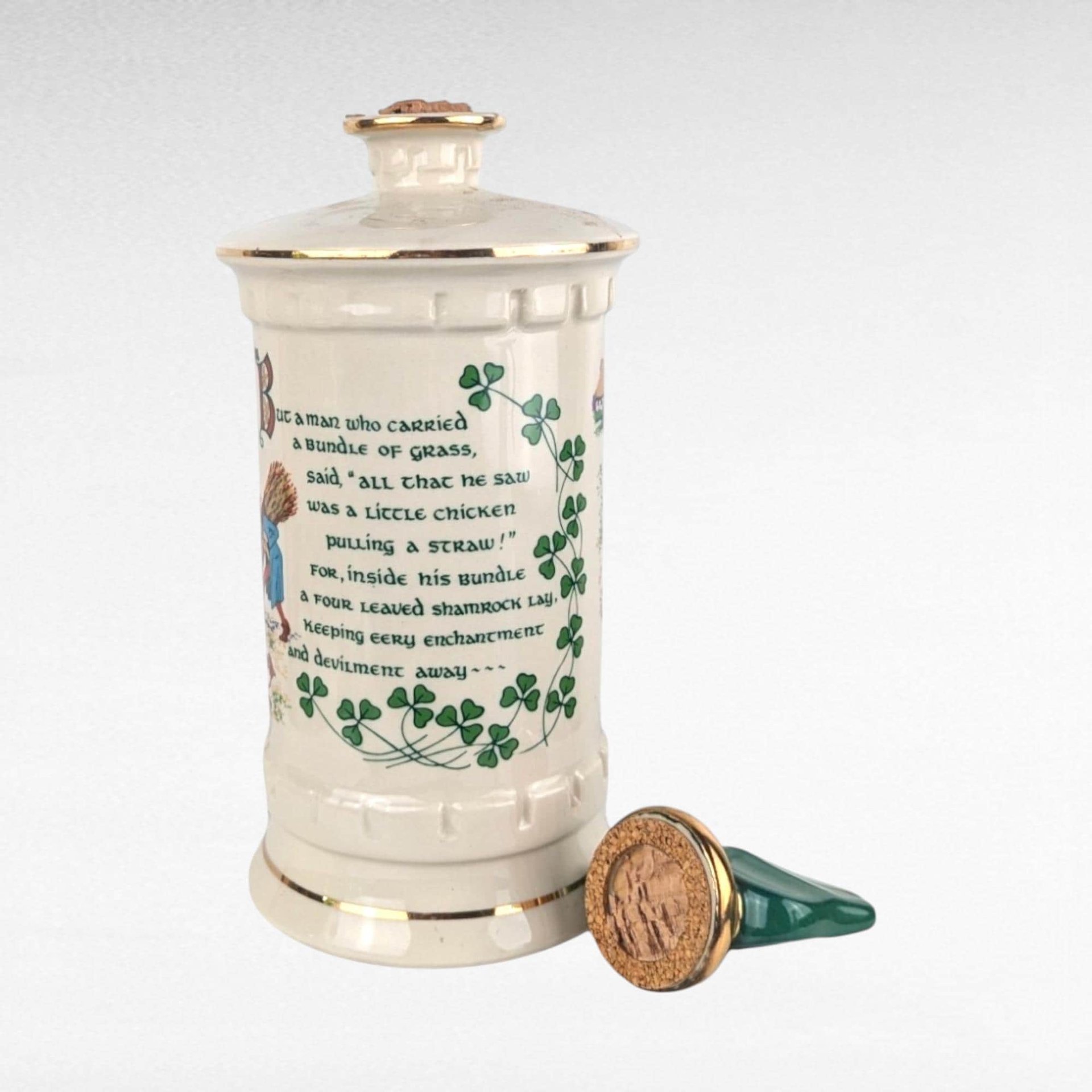 1977 Old Fitzgerald "The Four-Leaved Shamrock" Decanter, Vintage Whiskey Decanter, Irish Charm, Collectible Decanter, Empty Bottle