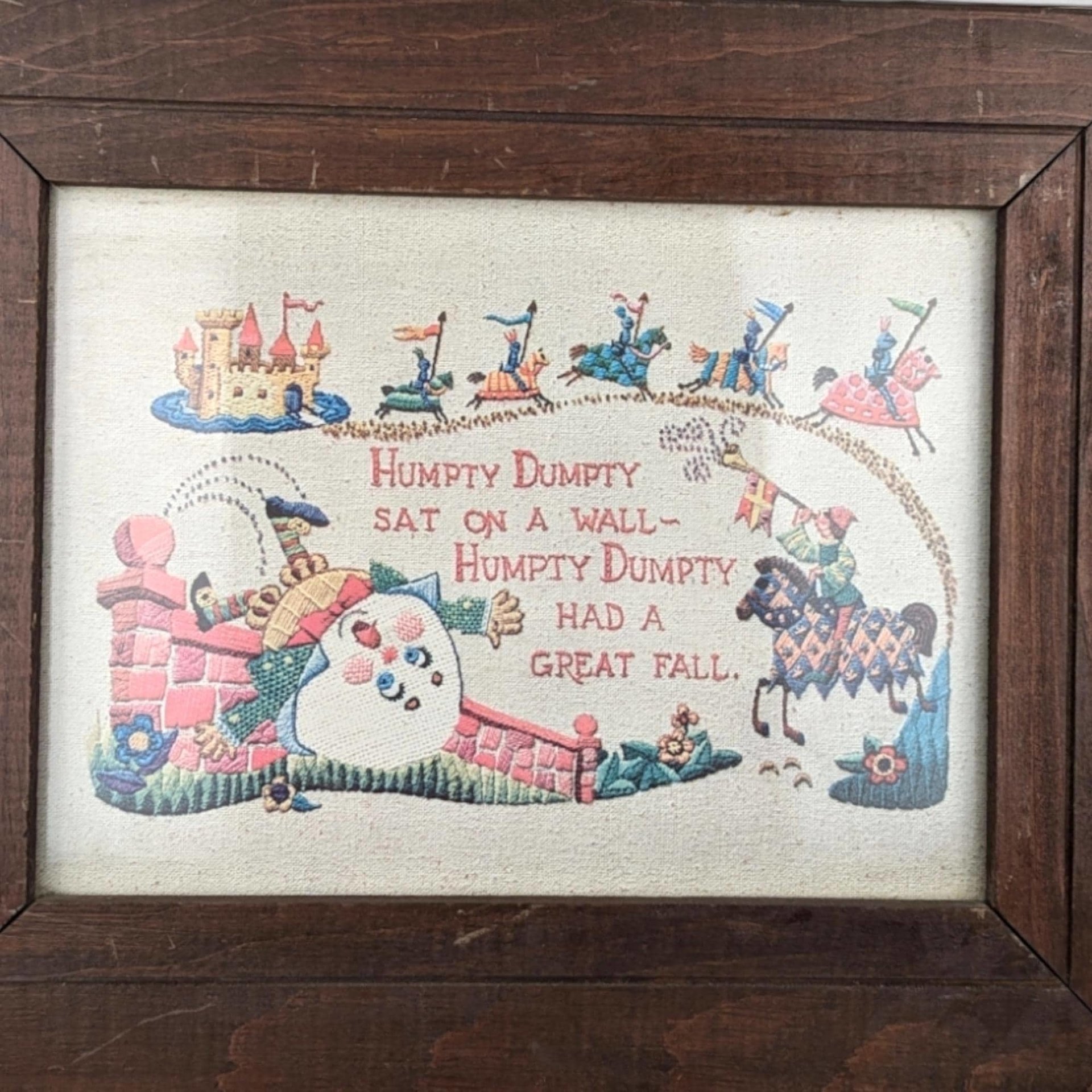 Vintage Humpty Dumpty Framed Print, Nursery Rhyme Wall Art, Kids Room Decor, Gift for Child, Vintage Nursery Decor