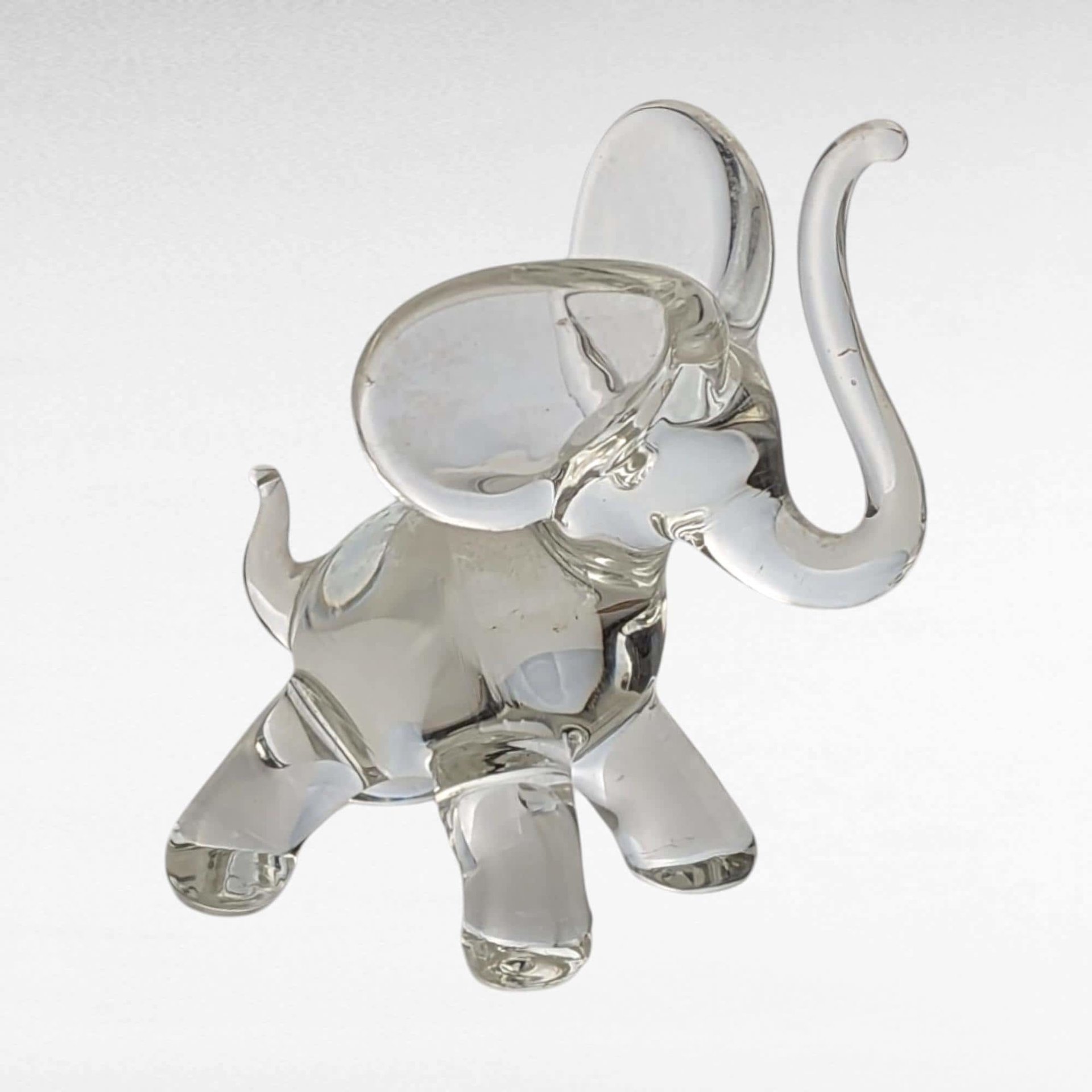 Vintage Glass Animal Figurines - Cat & Elephant Set - Clear Glass Decor, Collectible Glass, Animal Lover Gift